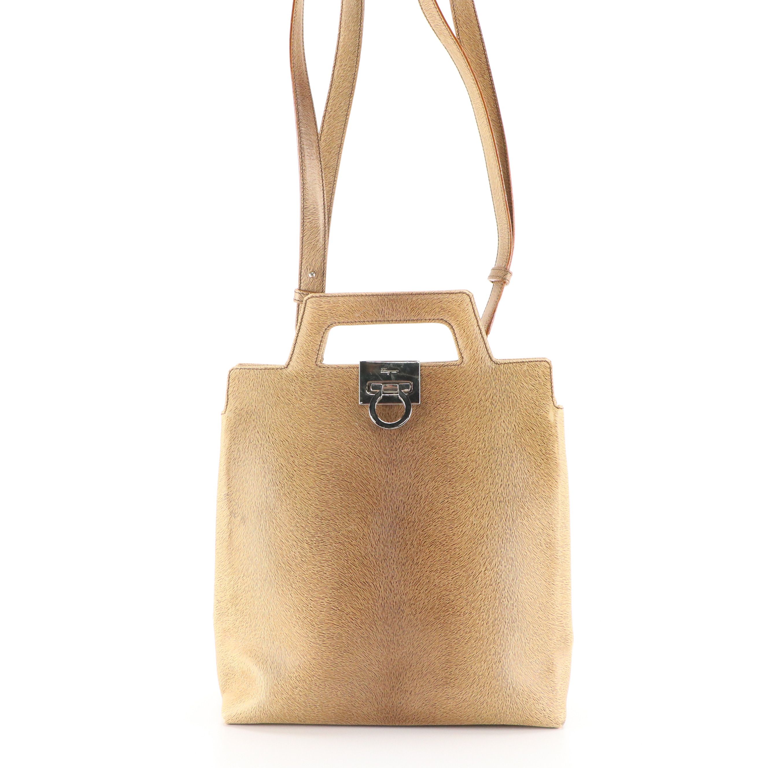 Salvatore Ferragamo Two-Way Bag in Fur Textured Leather