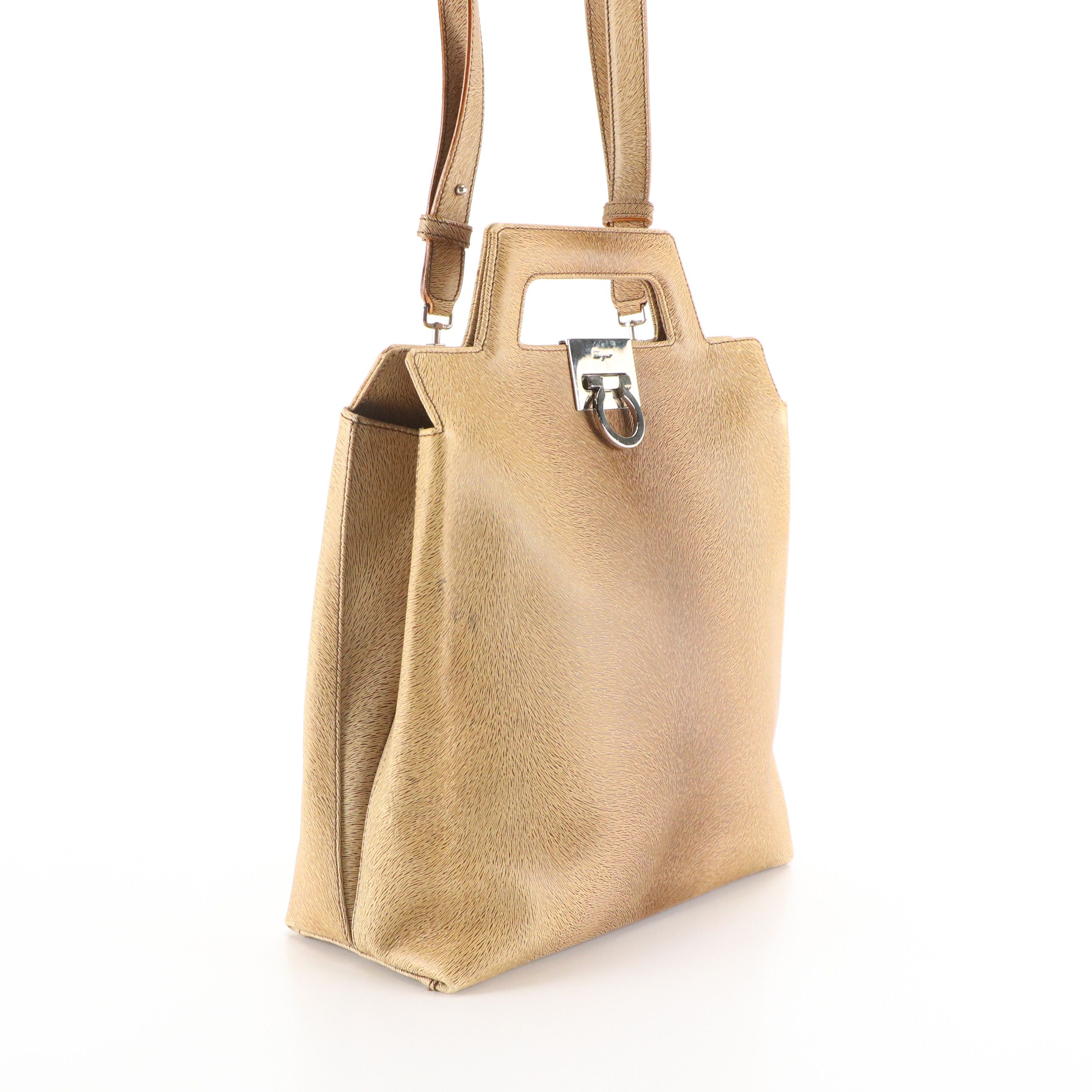 Salvatore Ferragamo Two-Way Bag in Fur Textured Leather