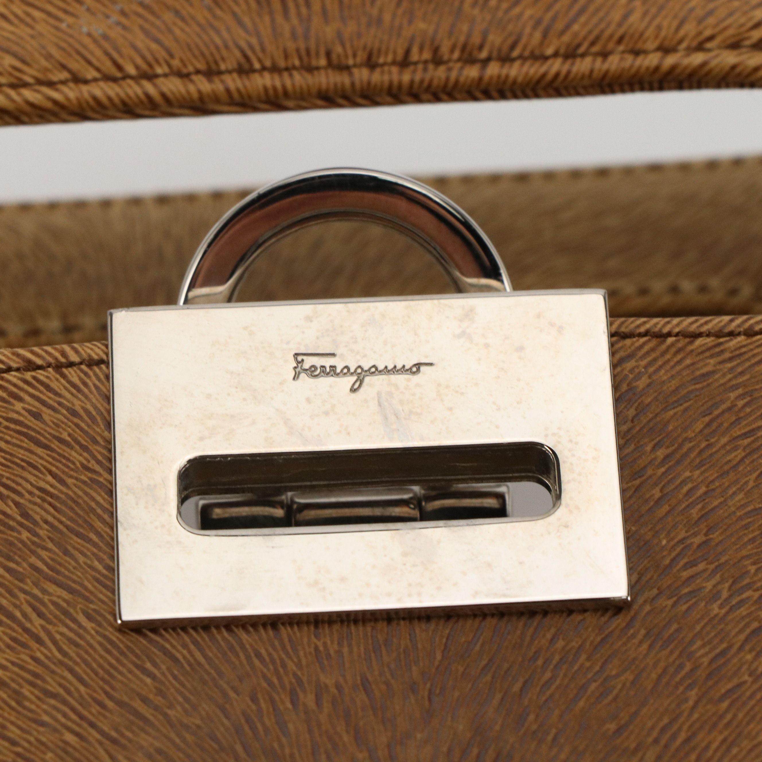 Salvatore Ferragamo Two-Way Bag in Fur Textured Leather