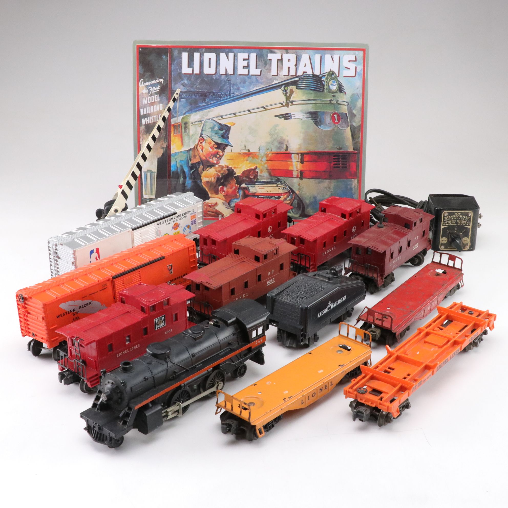 Lionel Postwar O Scale Steam Locomotive with Caboose, Boxcars and More