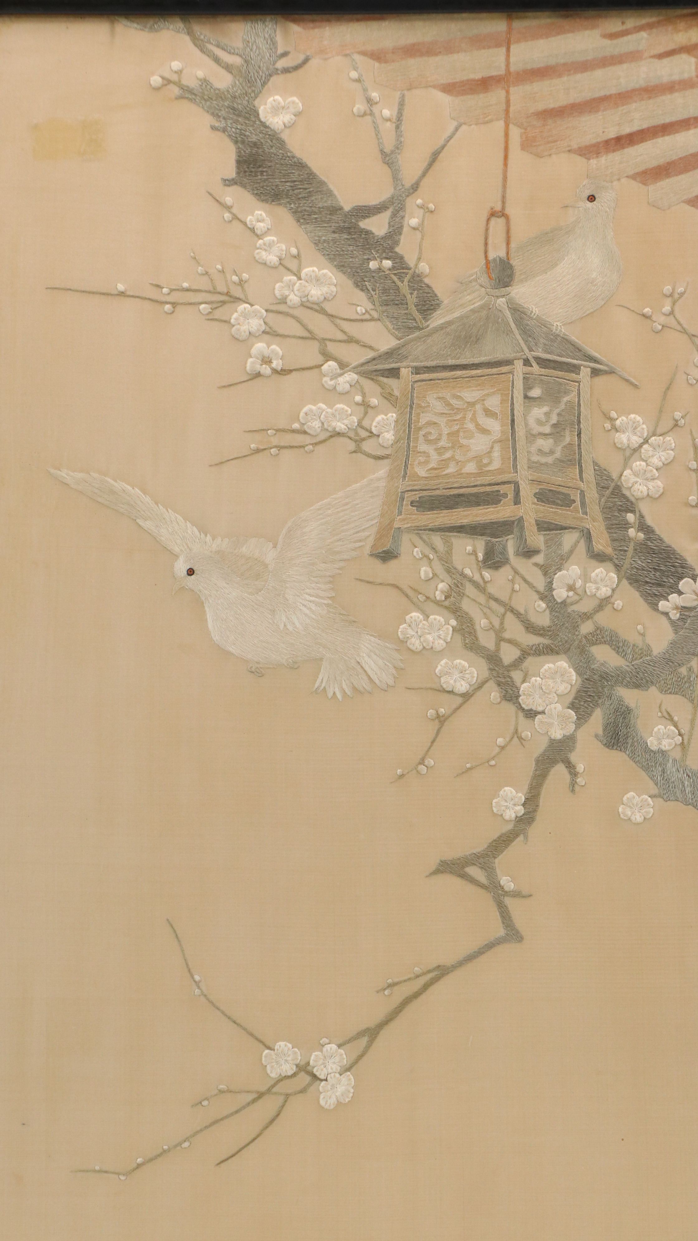 East Asian Silk Embroidery Wall Panel