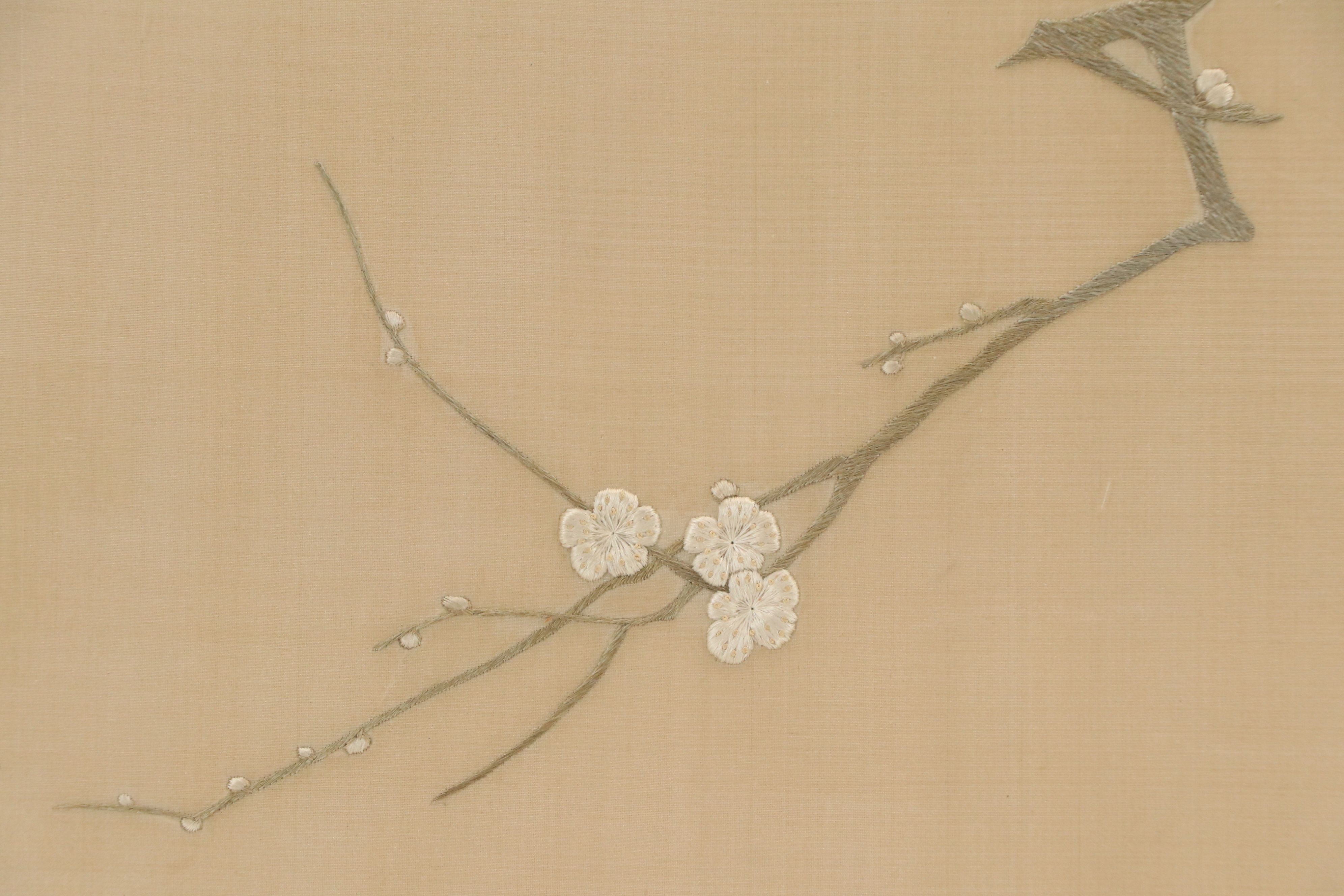 East Asian Silk Embroidery Wall Panel