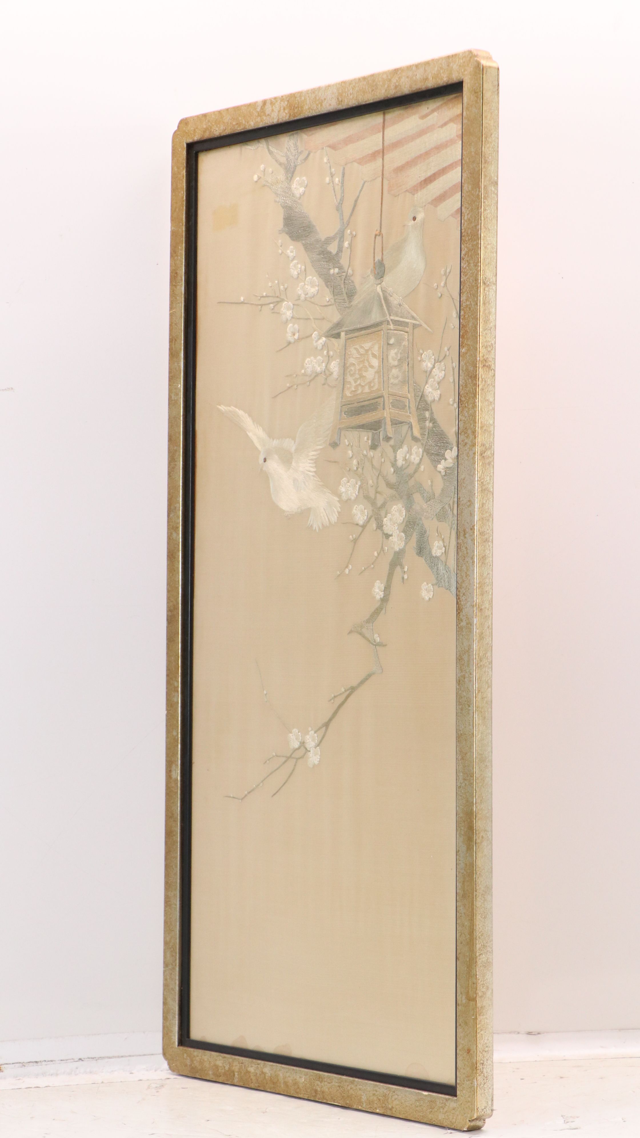 East Asian Silk Embroidery Wall Panel