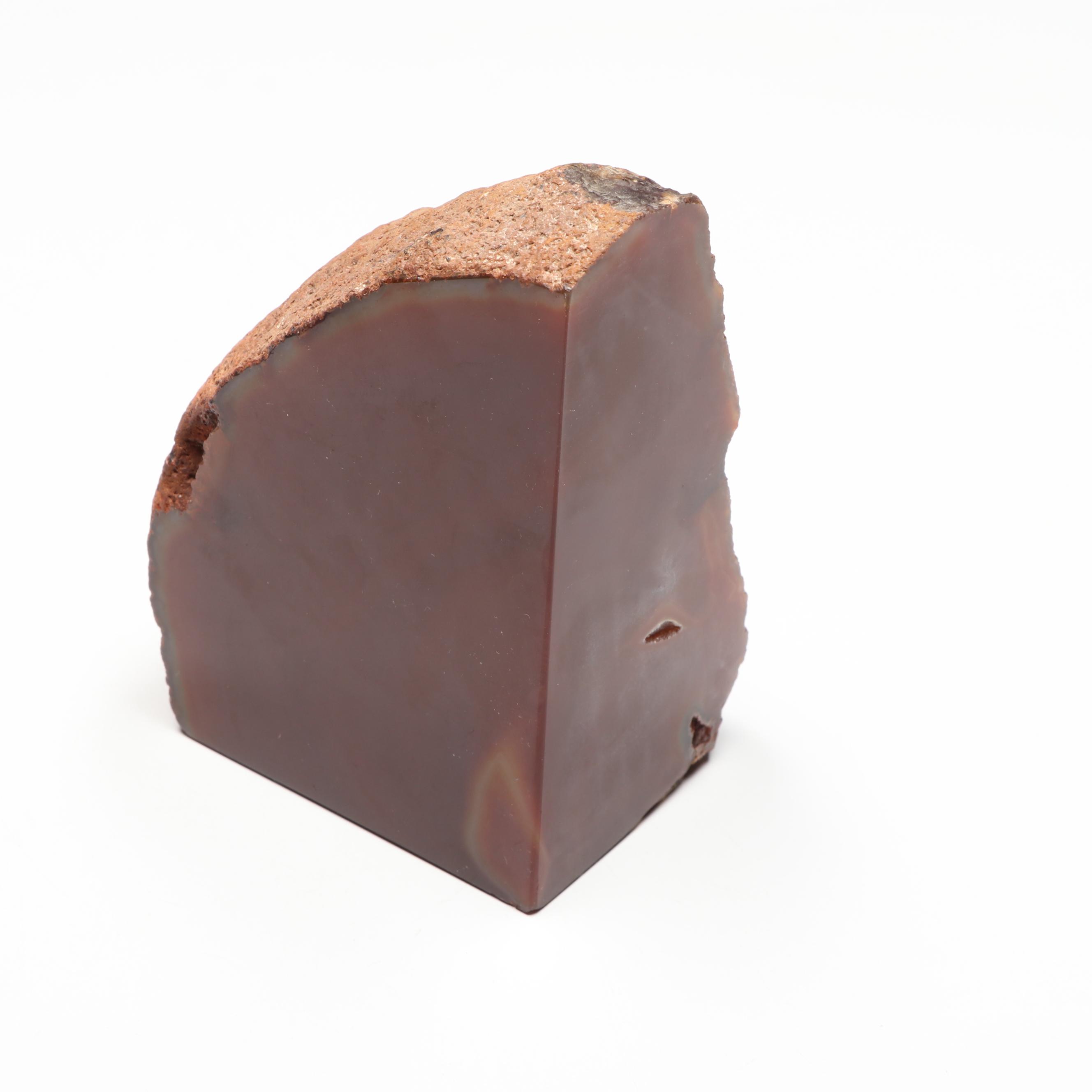 Polished Carnelian Geode Bookends