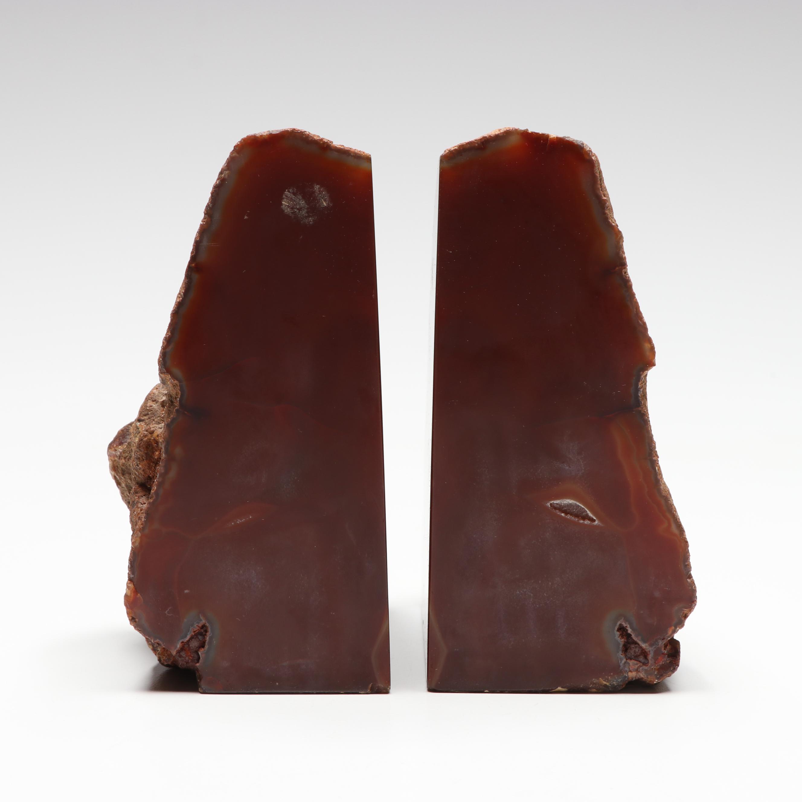 Polished Carnelian Geode Bookends