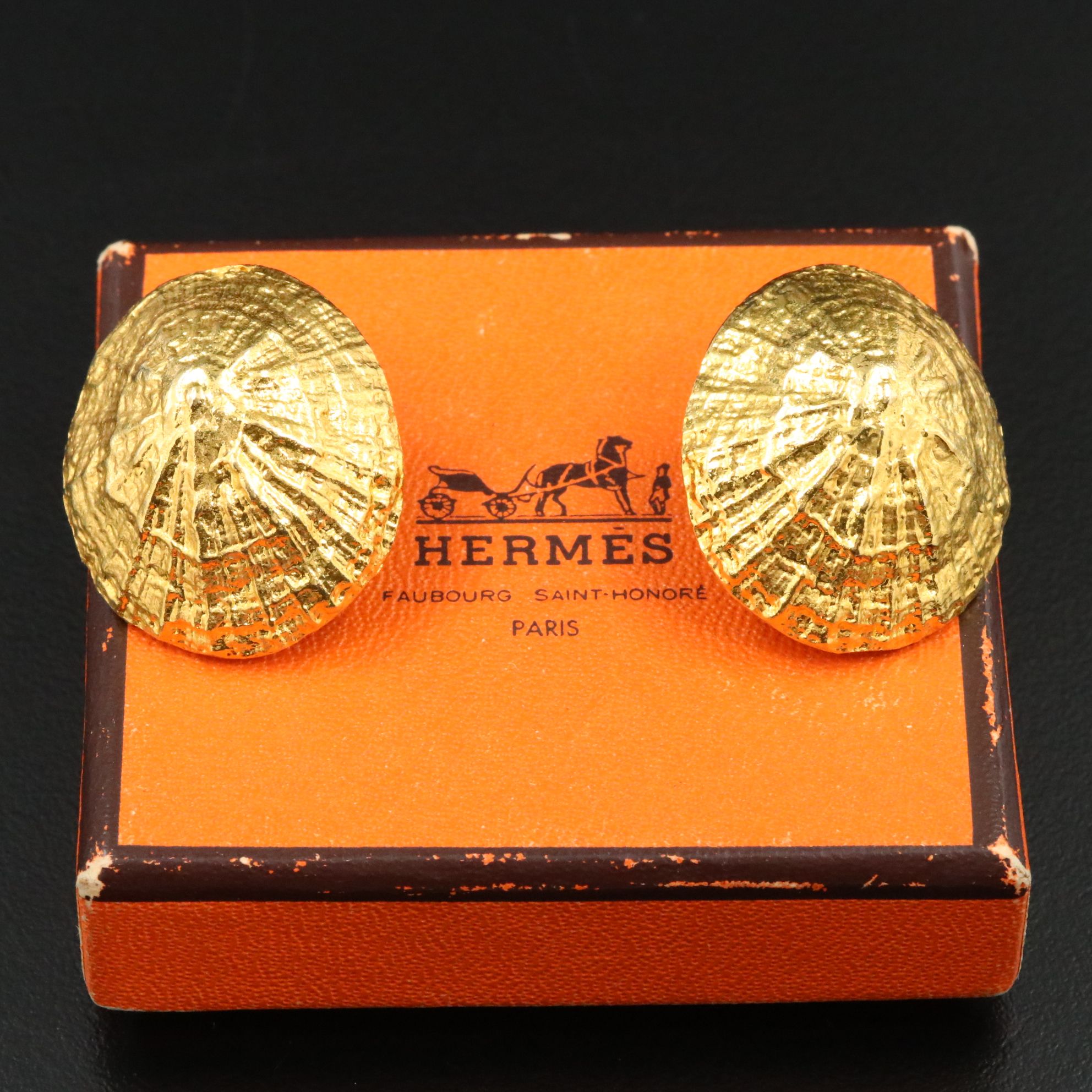 Hermès Vintage Seashell Clip Earrings