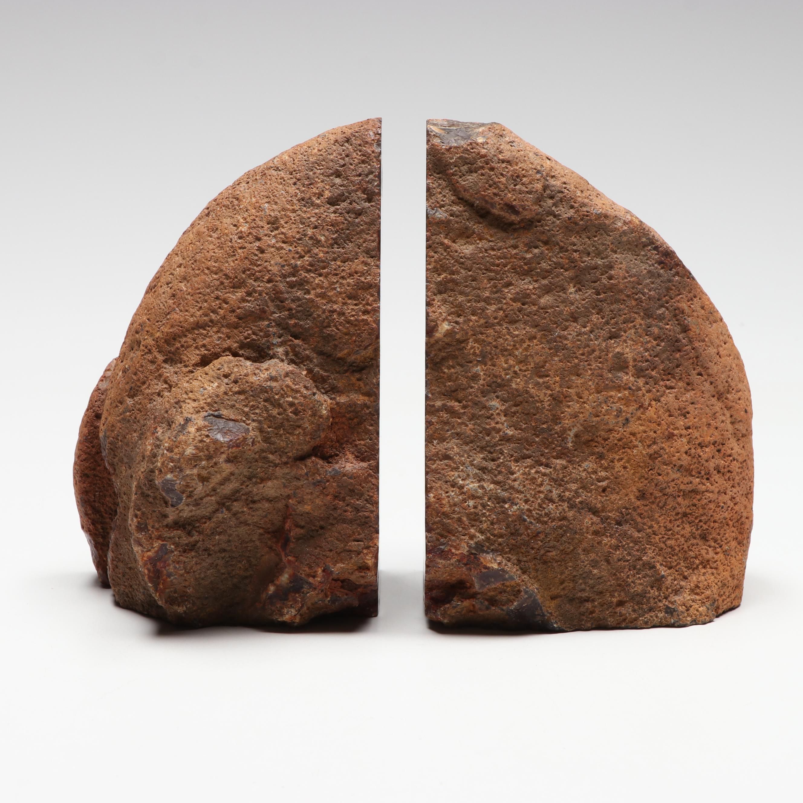 Polished Carnelian Geode Bookends