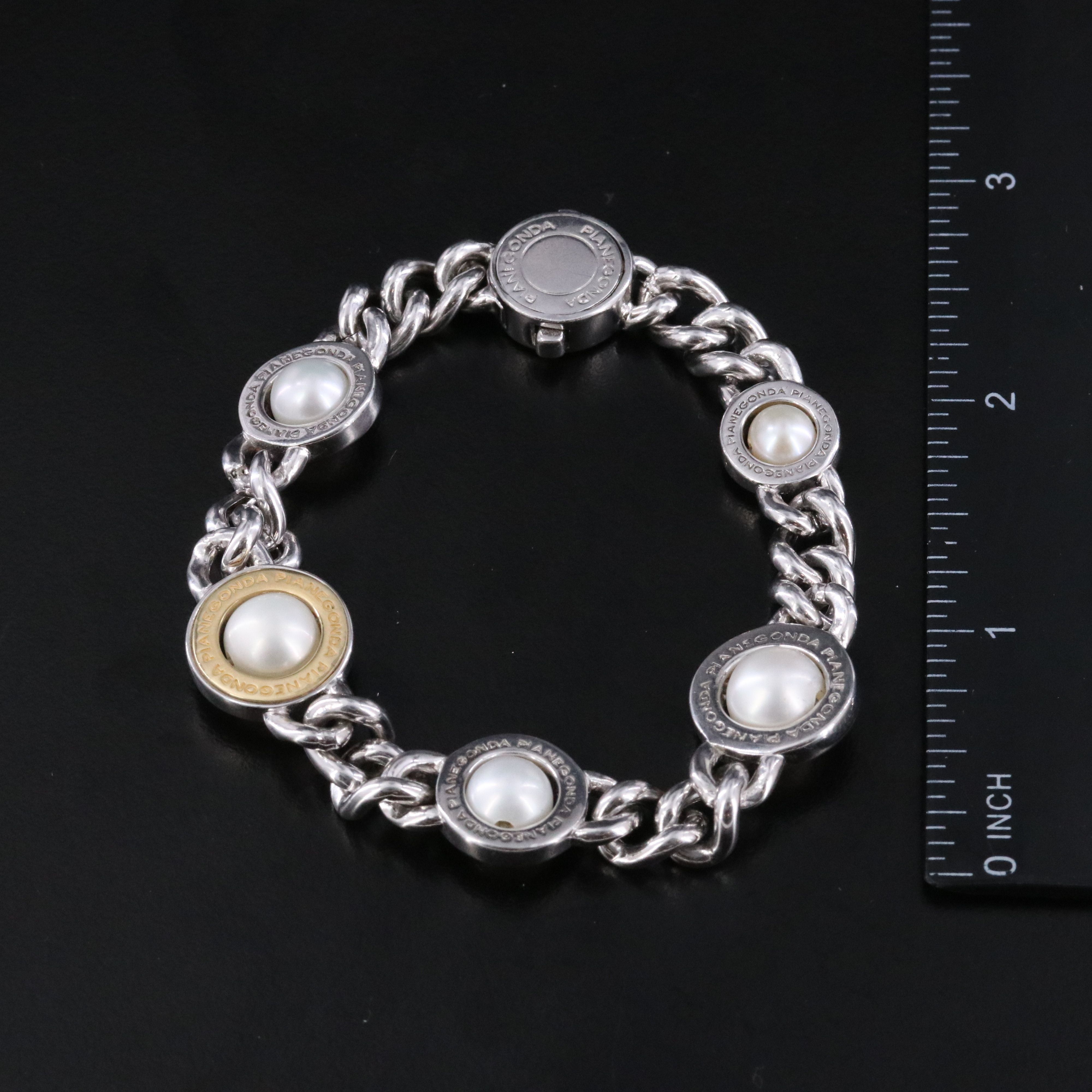 Pianegonda Sterling Pearl Station Bracelet