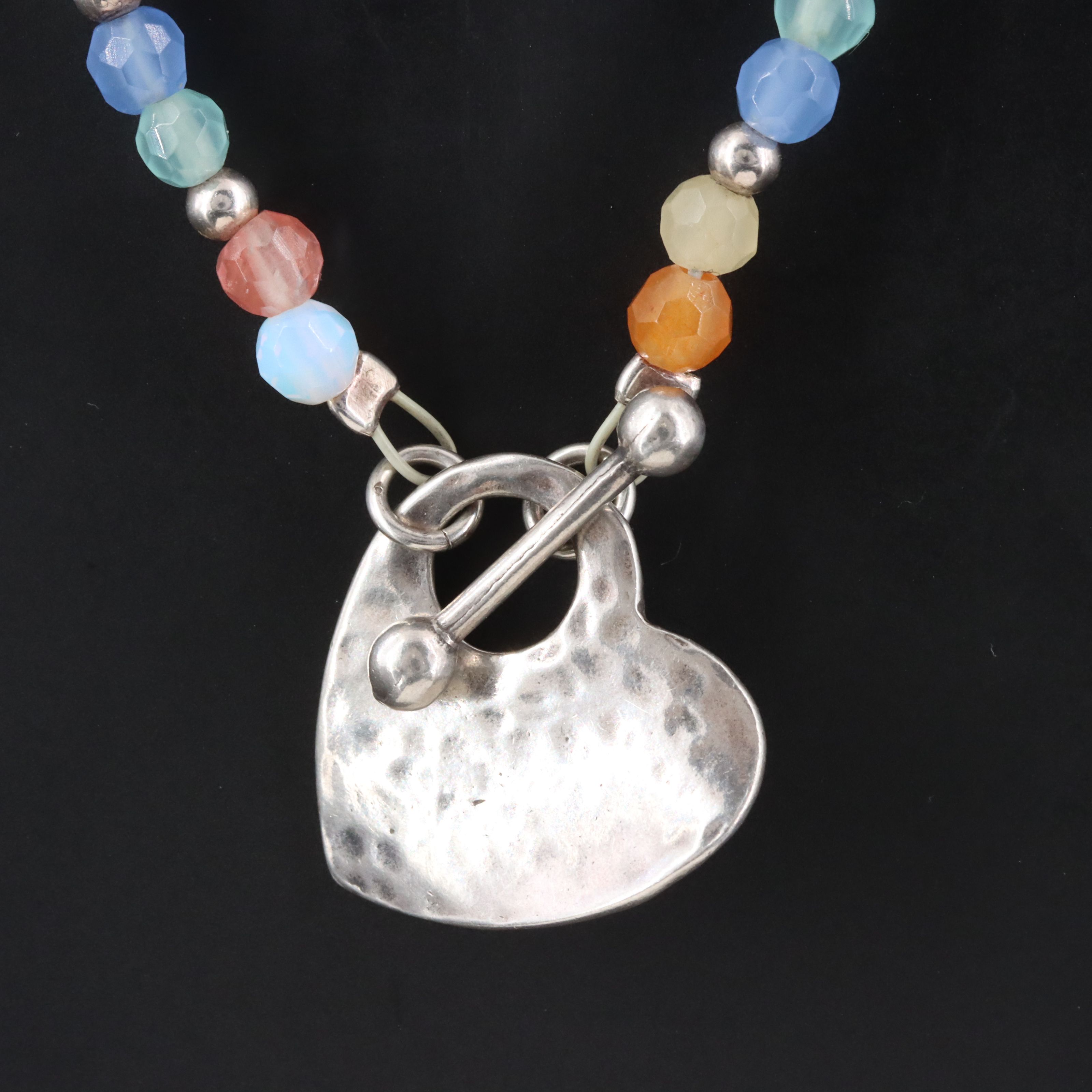 Sterling Quartz and Glass Heart Necklace