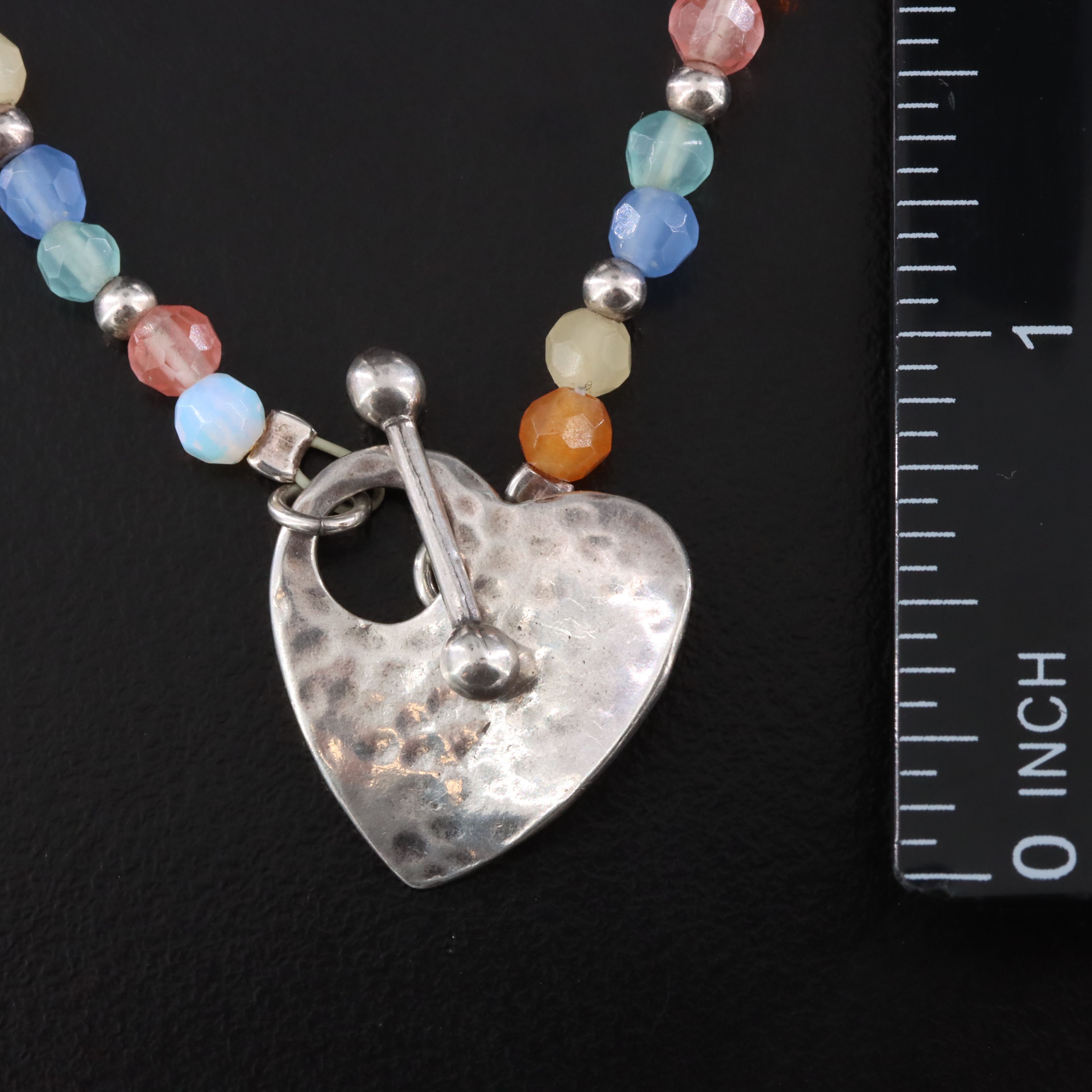 Sterling Quartz and Glass Heart Necklace