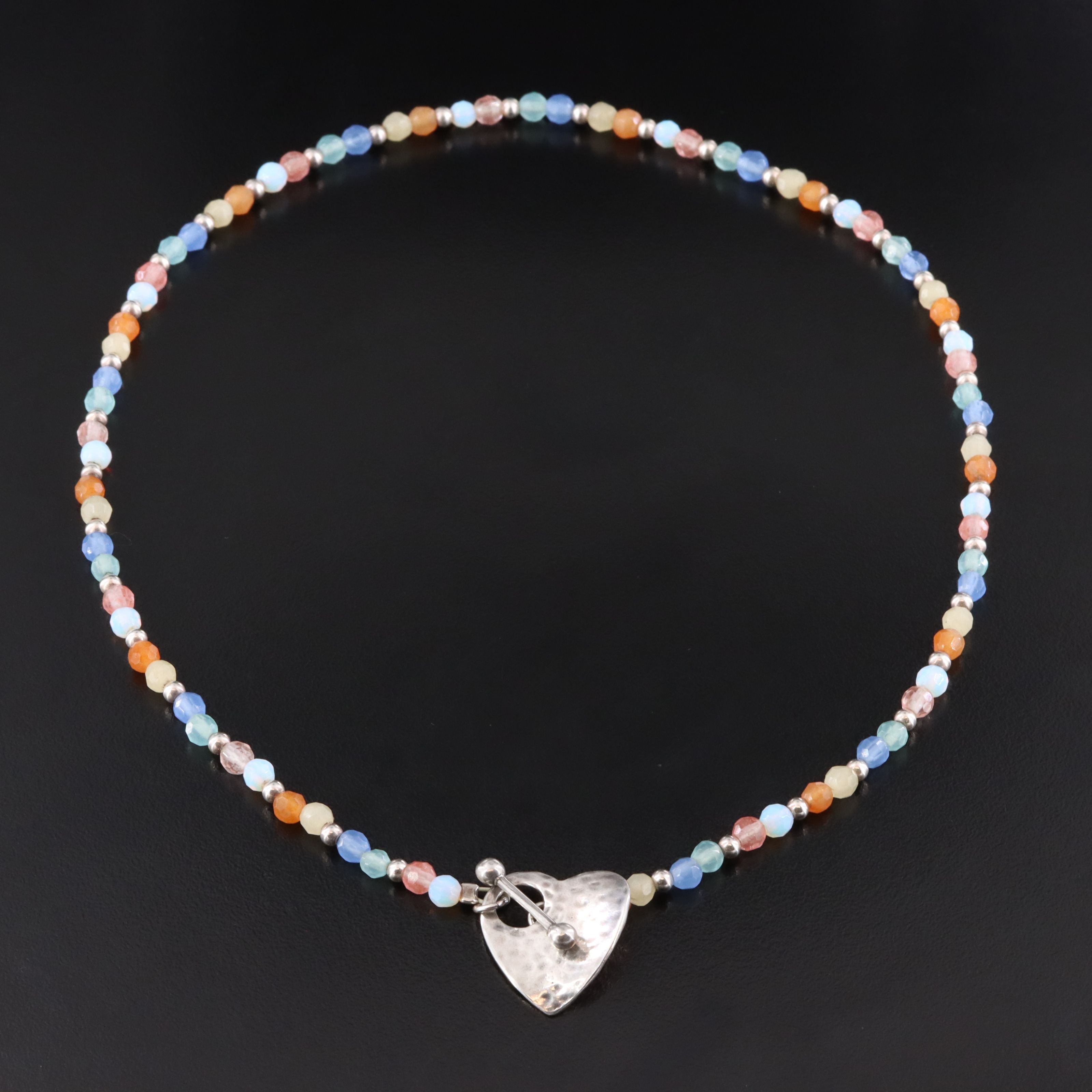 Sterling Quartz and Glass Heart Necklace