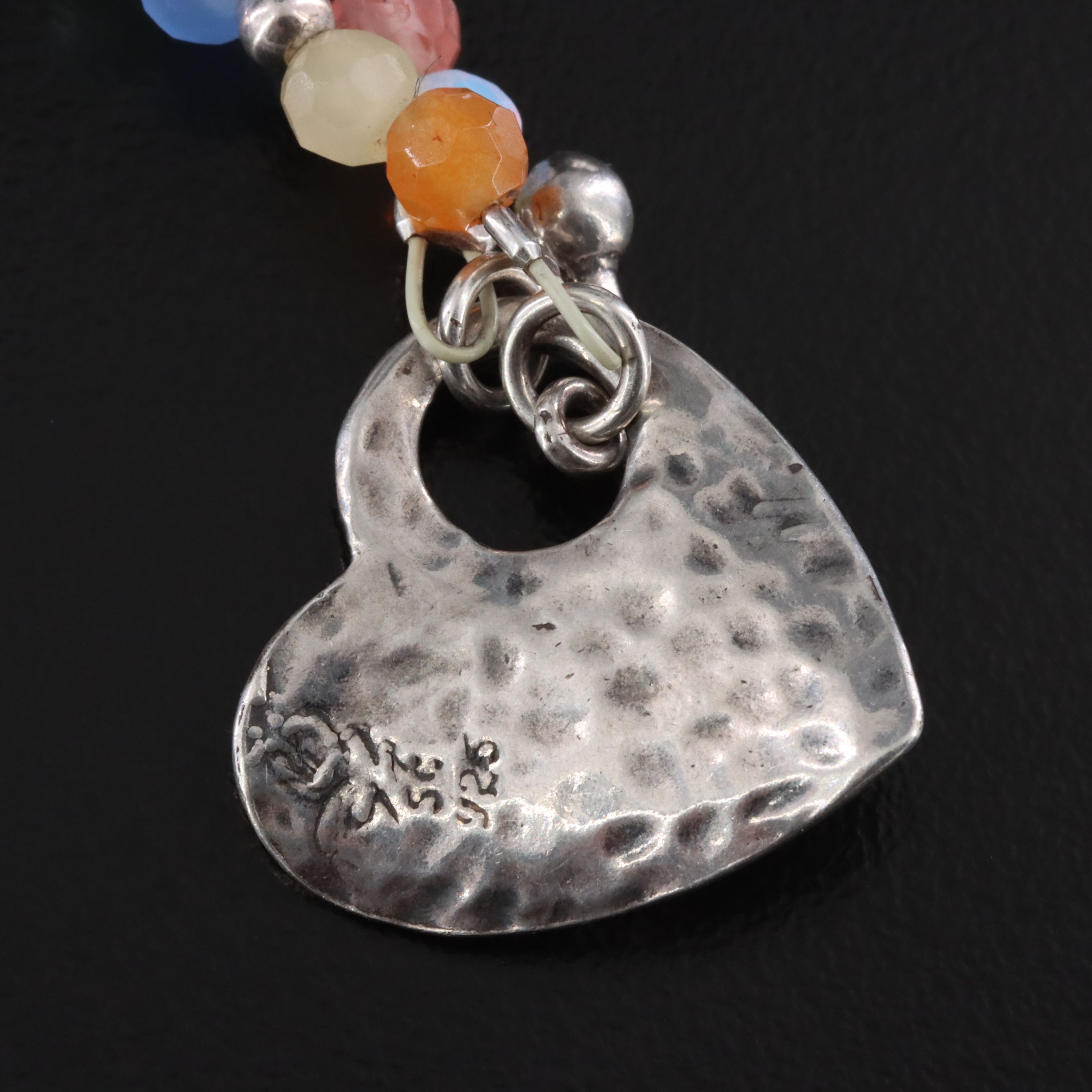 Sterling Quartz and Glass Heart Necklace