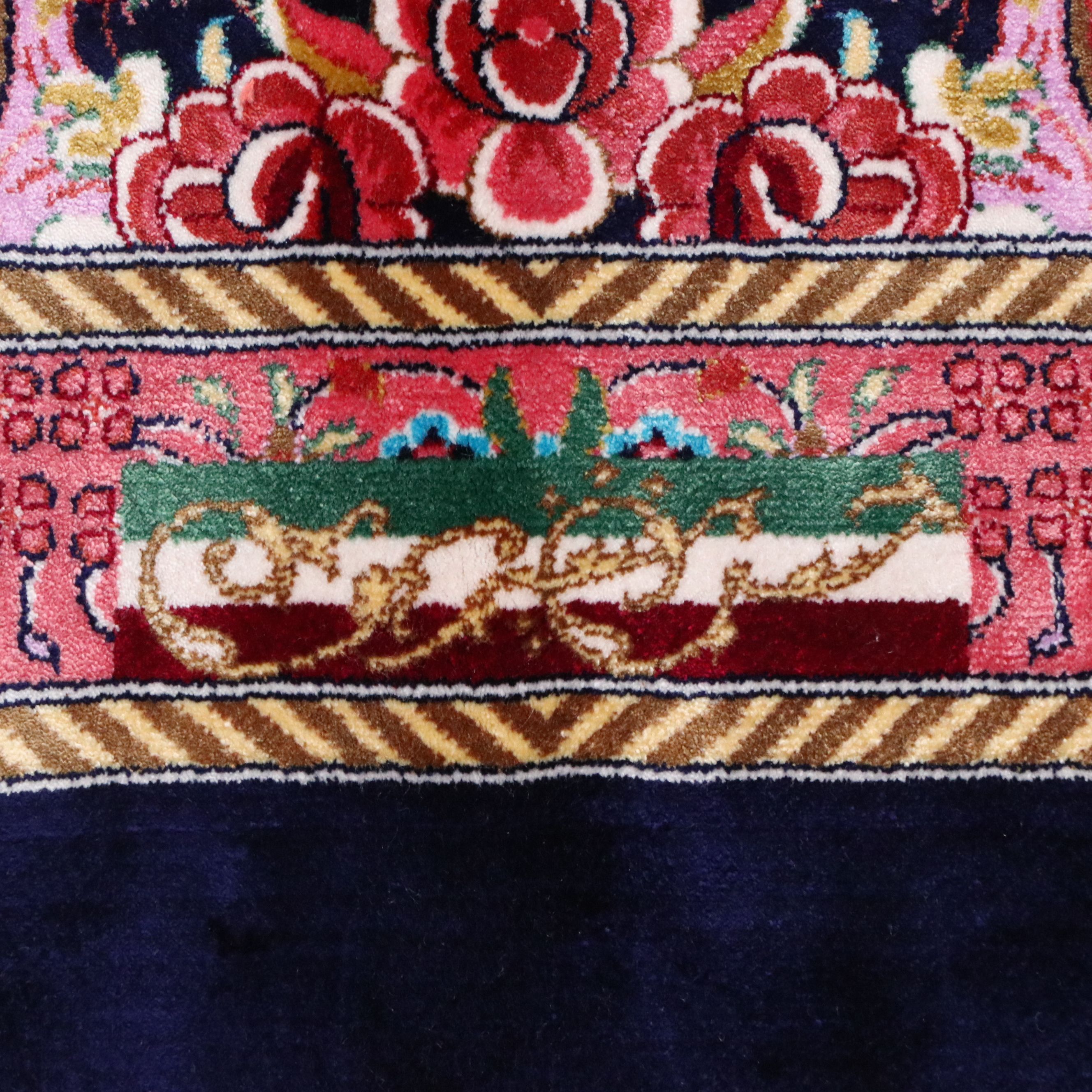 6'6 x 10'3 Hand-Knotted Signed Persian Qom Silk Area Rug