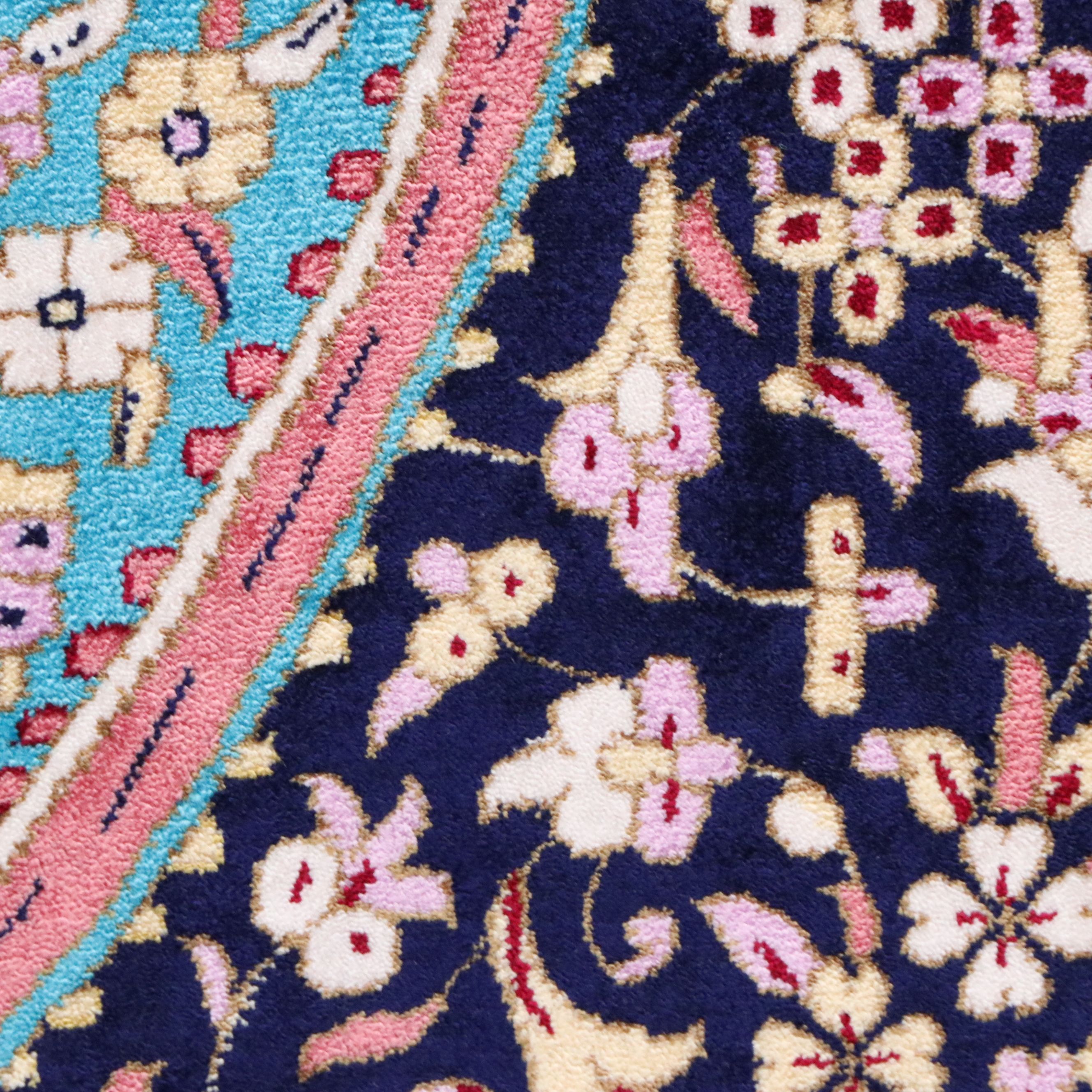 6'6 x 10'3 Hand-Knotted Signed Persian Qom Silk Area Rug