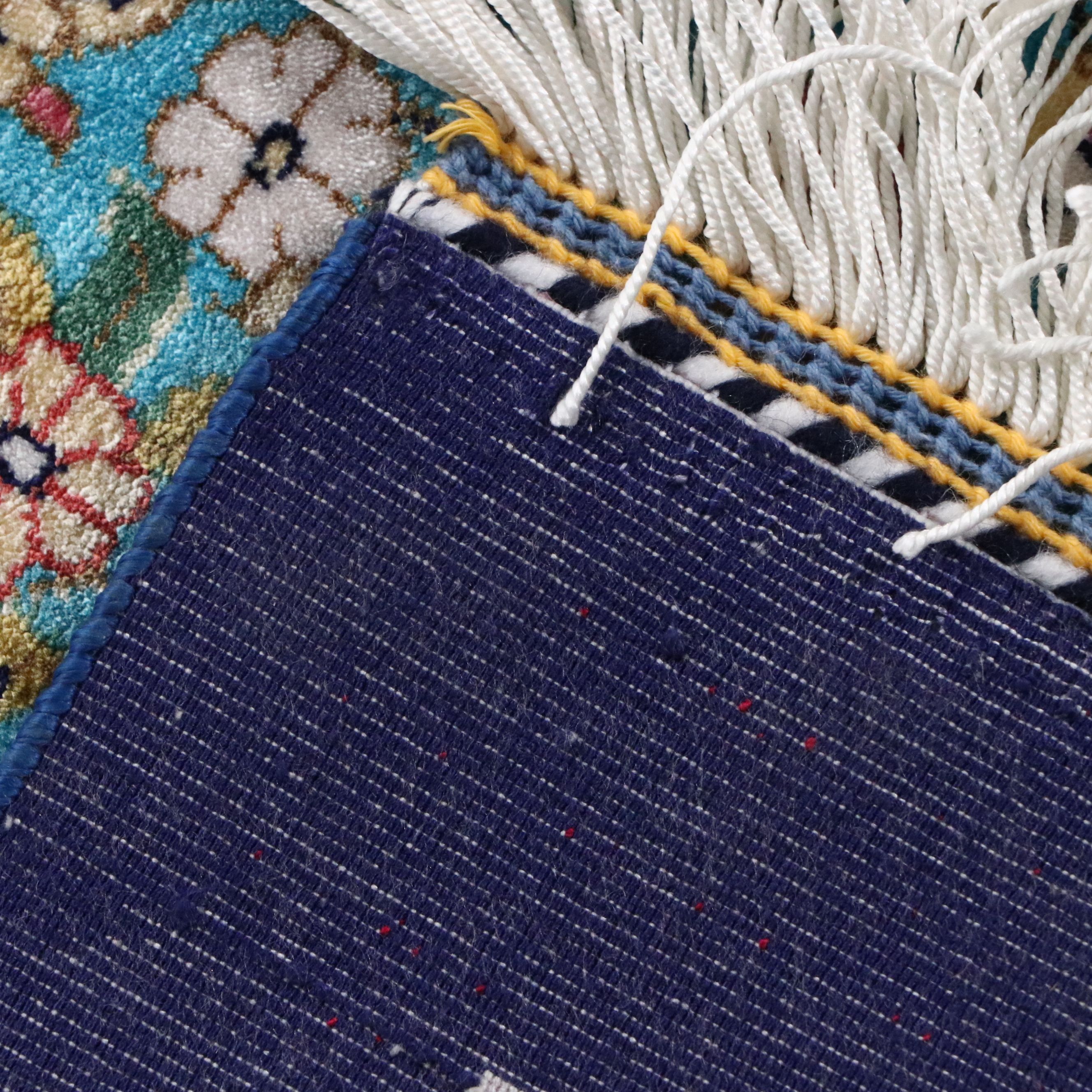 6'6 x 10'3 Hand-Knotted Signed Persian Qom Silk Area Rug