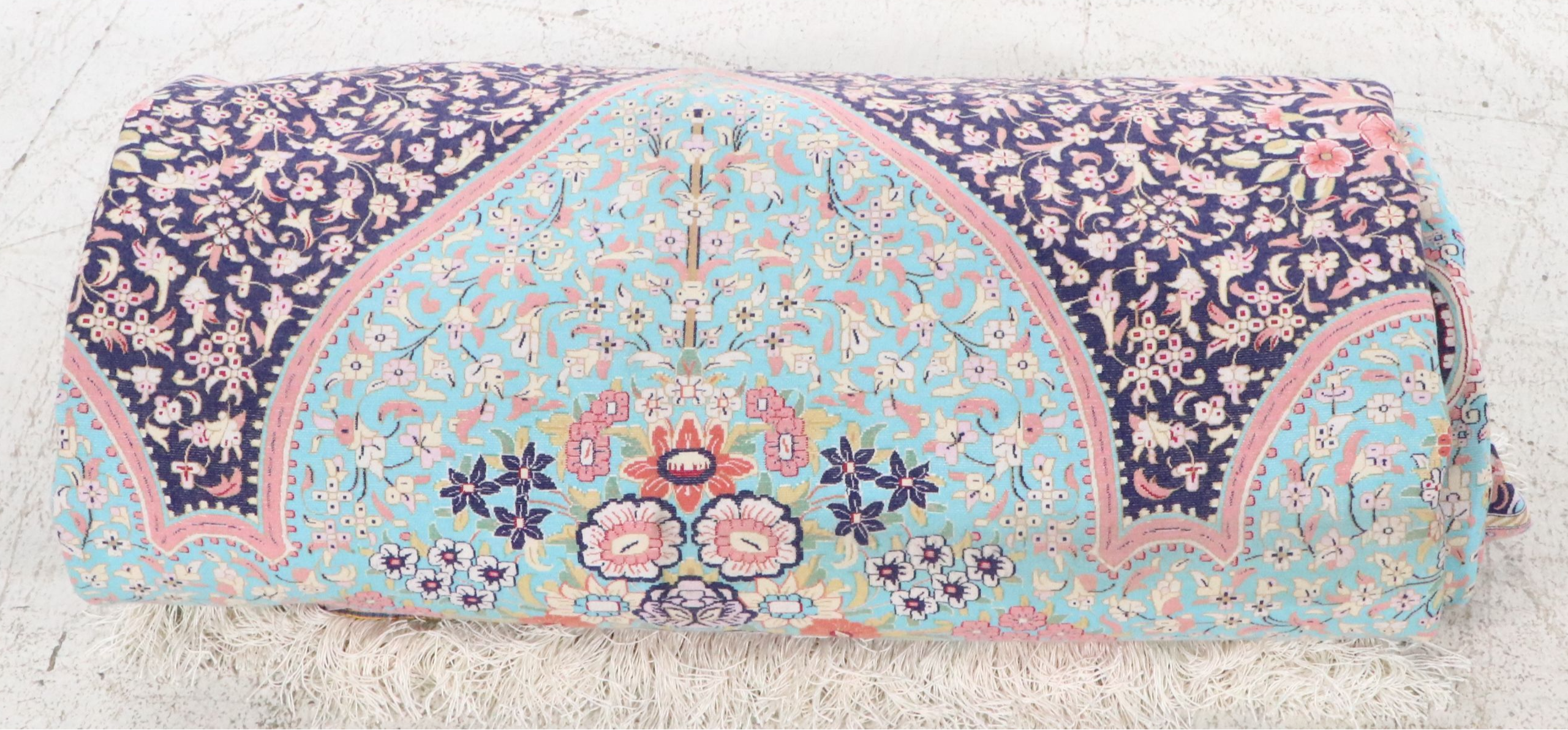 6'6 x 10'3 Hand-Knotted Signed Persian Qom Silk Area Rug