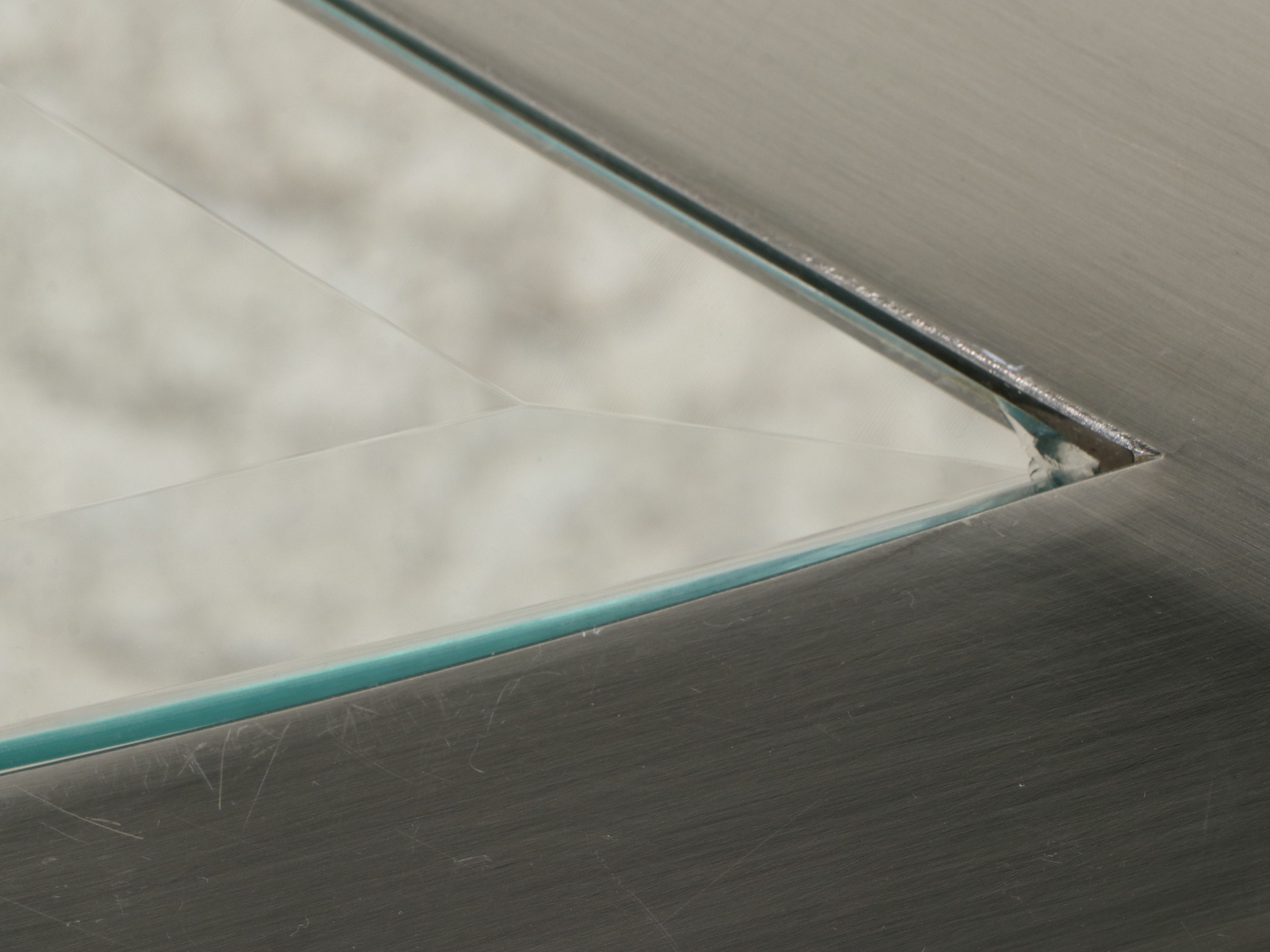 Contemporary Brutalist Style Demilune Console Table with Sunburst Medallion