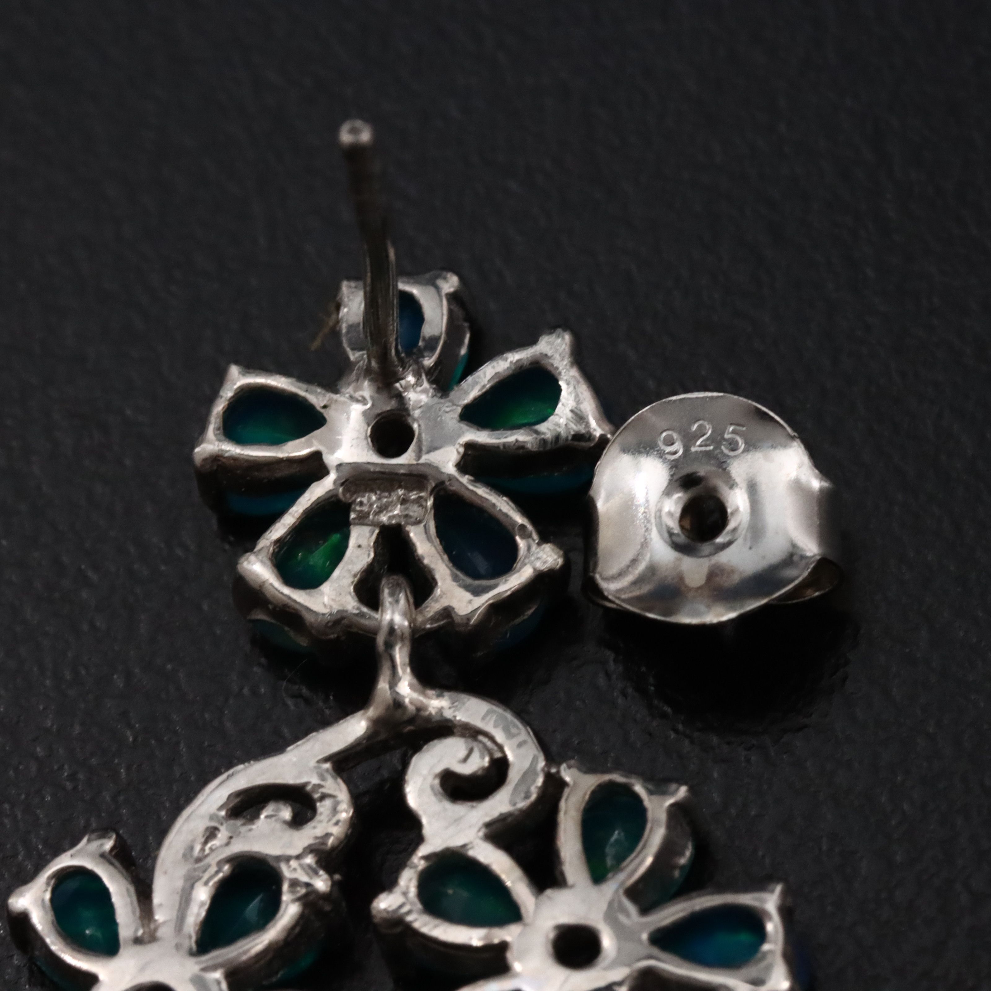 Sterling Opal Flower Earrings
