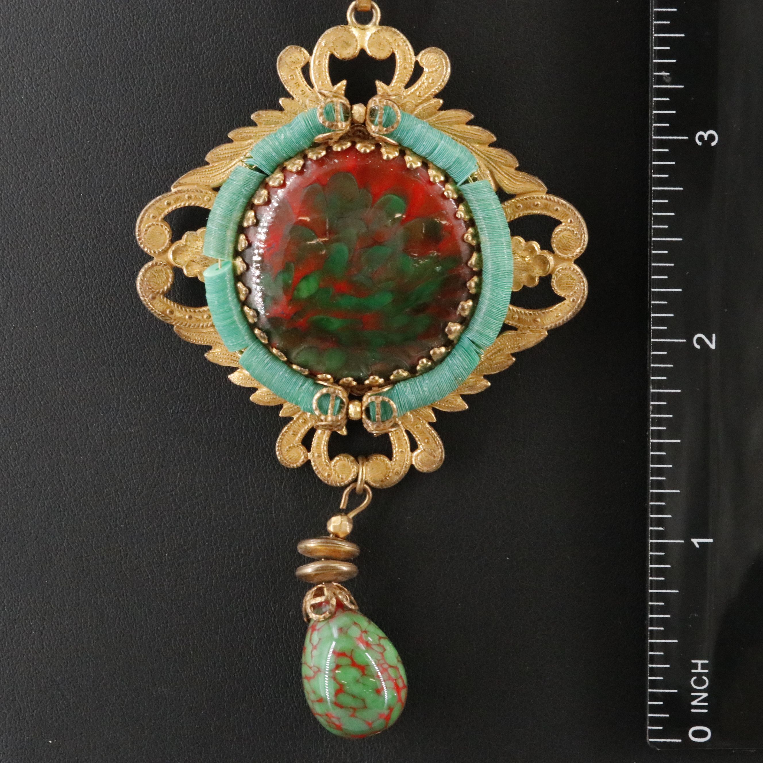 Vintage Miriam Haskell Necklace with Glass Accents and Heishi Beads