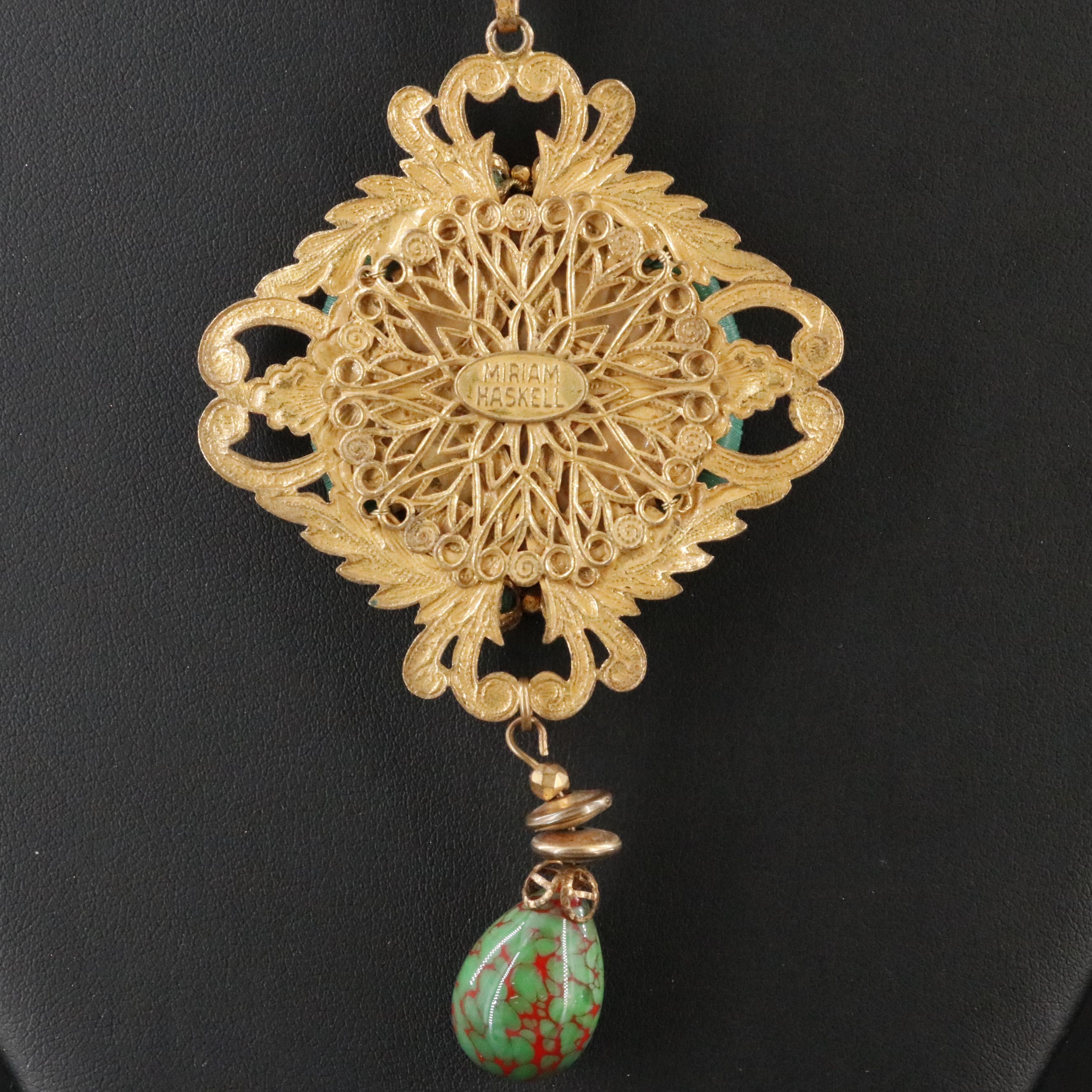 Vintage Miriam Haskell Necklace with Glass Accents and Heishi Beads