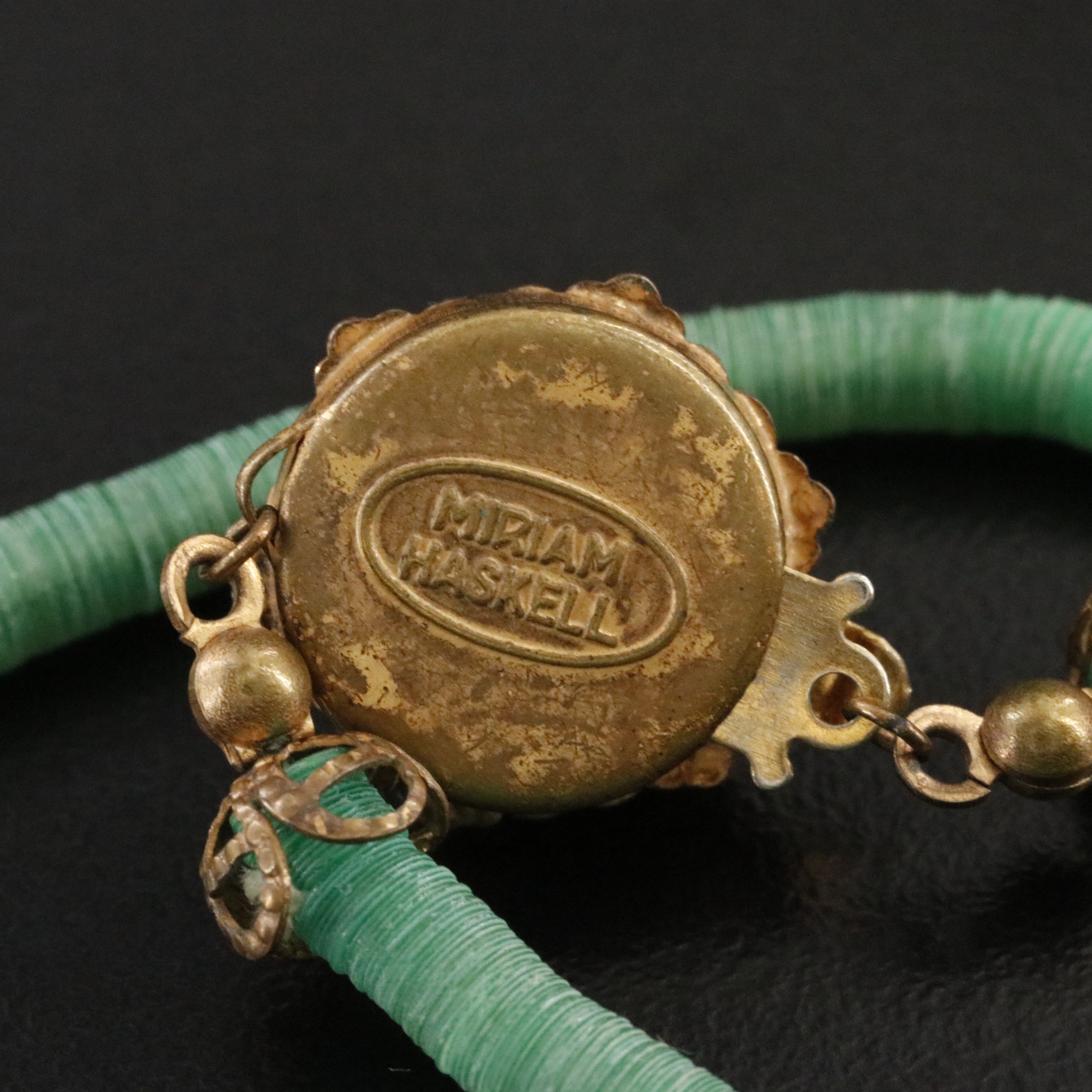 Vintage Miriam Haskell Necklace with Glass Accents and Heishi Beads