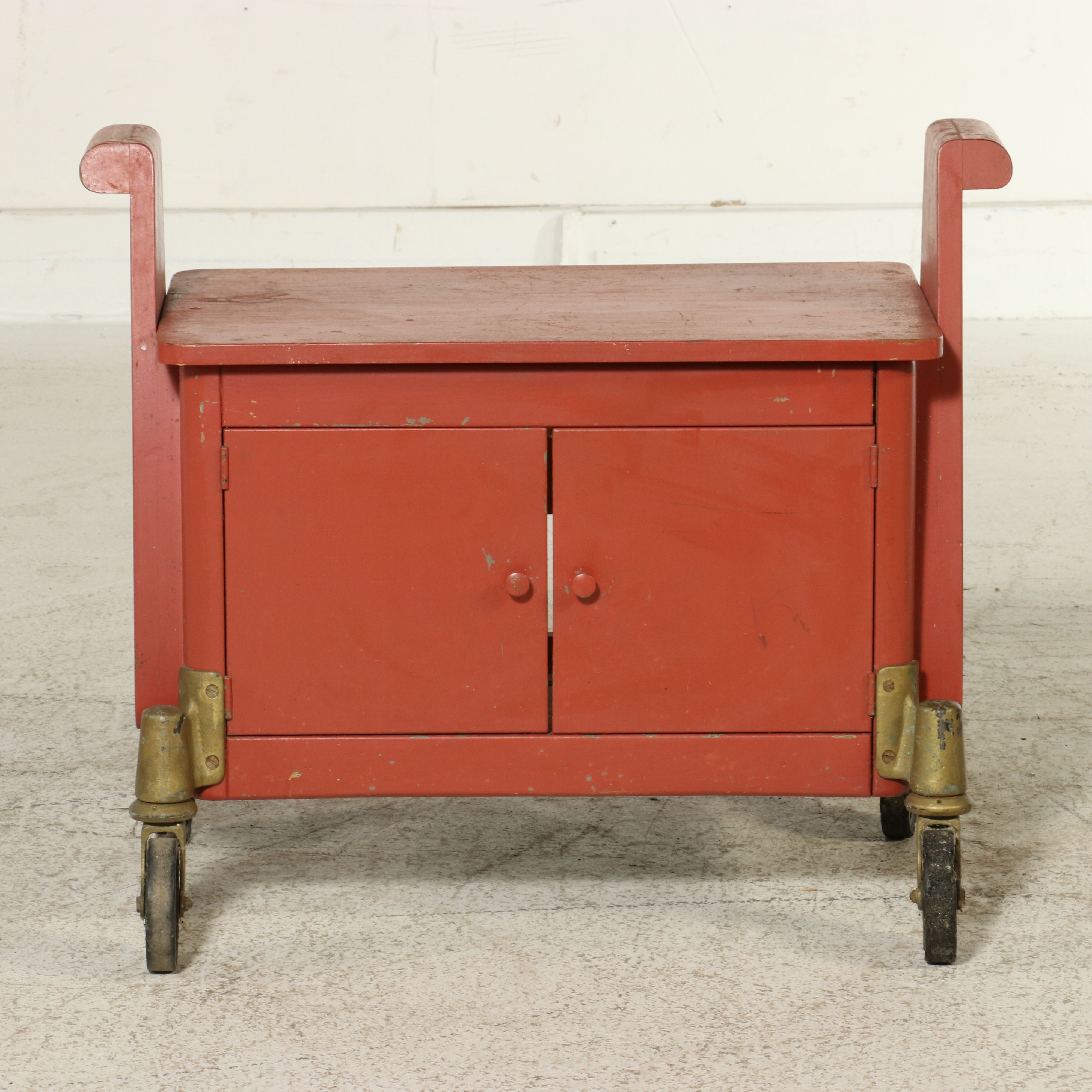 Industrial Painted Wood Modified Rolling A/V or Tool Cart