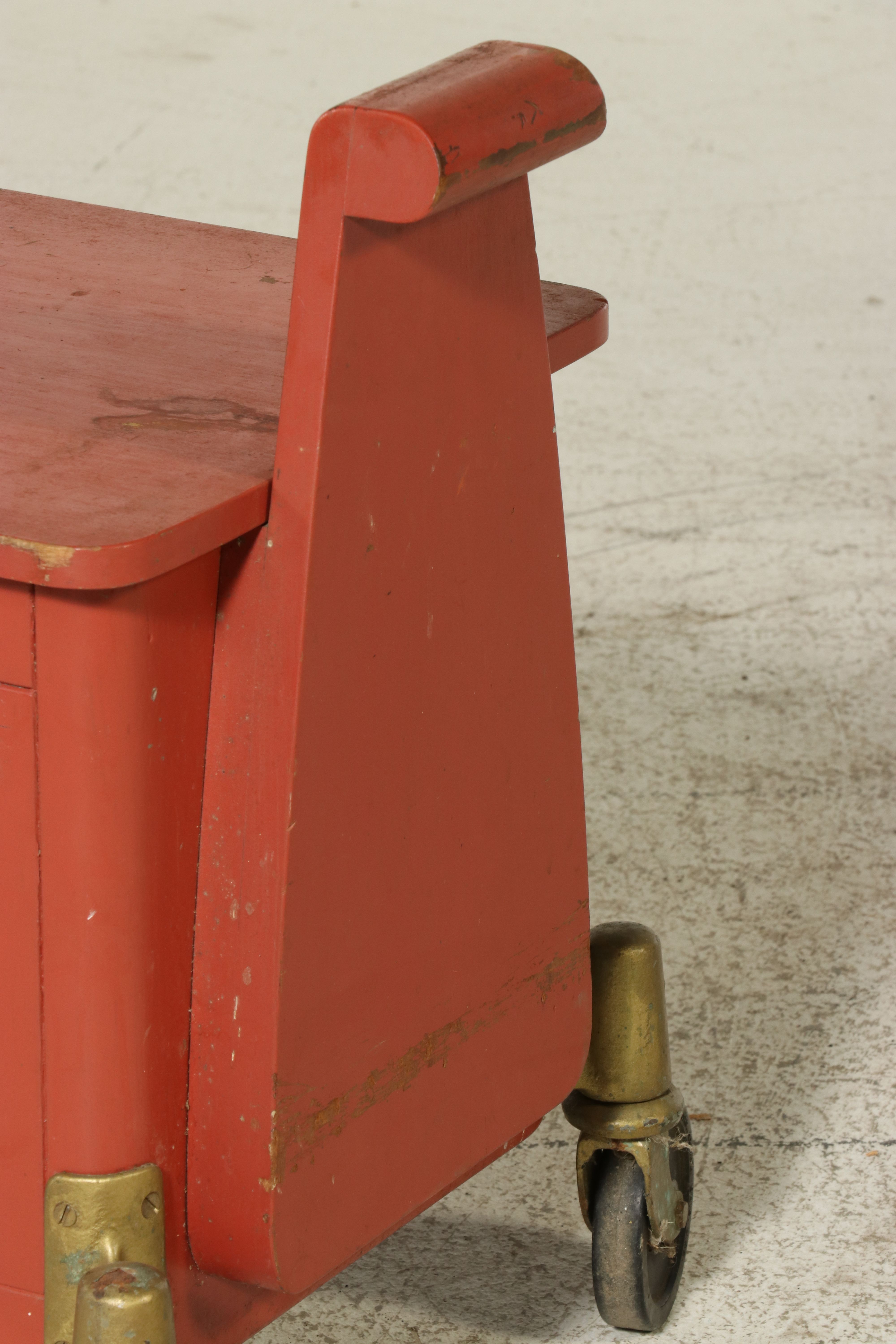 Industrial Painted Wood Modified Rolling A/V or Tool Cart