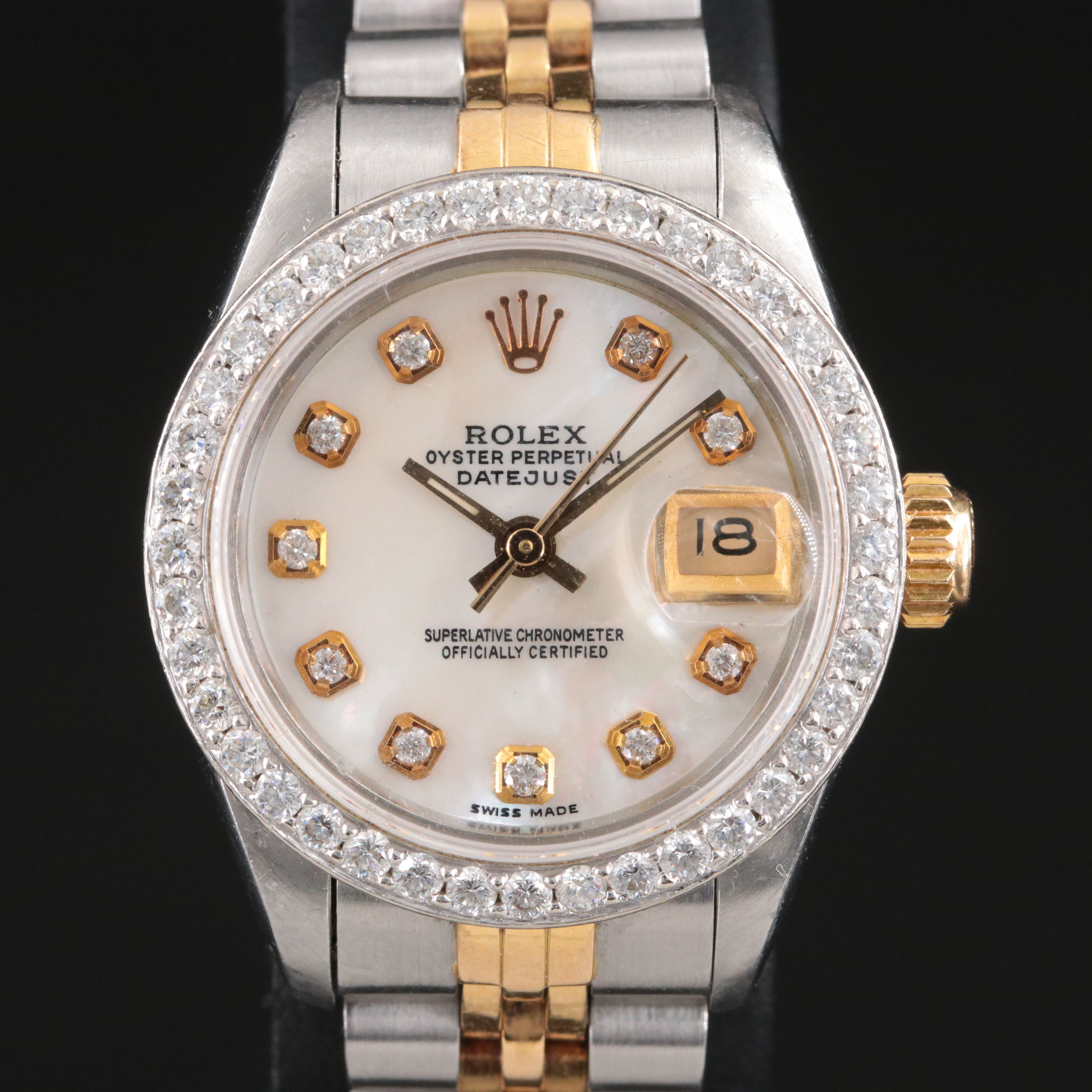 1986 Rolex Custom Diamond M.O.P Dial 1Carat T.W. Custom Bezel Datejust Watch