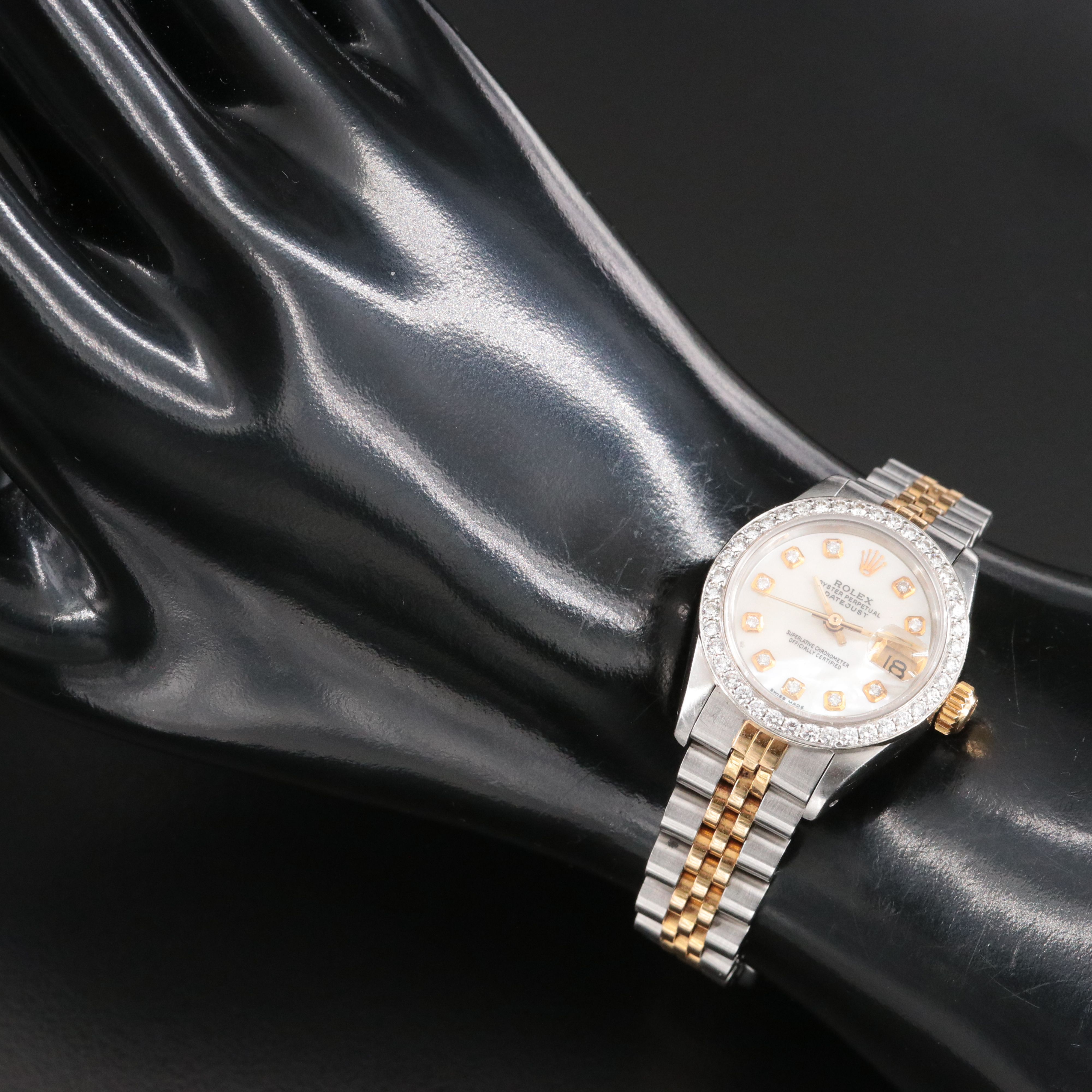 1986 Rolex Custom Diamond M.O.P Dial 1Carat T.W. Custom Bezel Datejust Watch