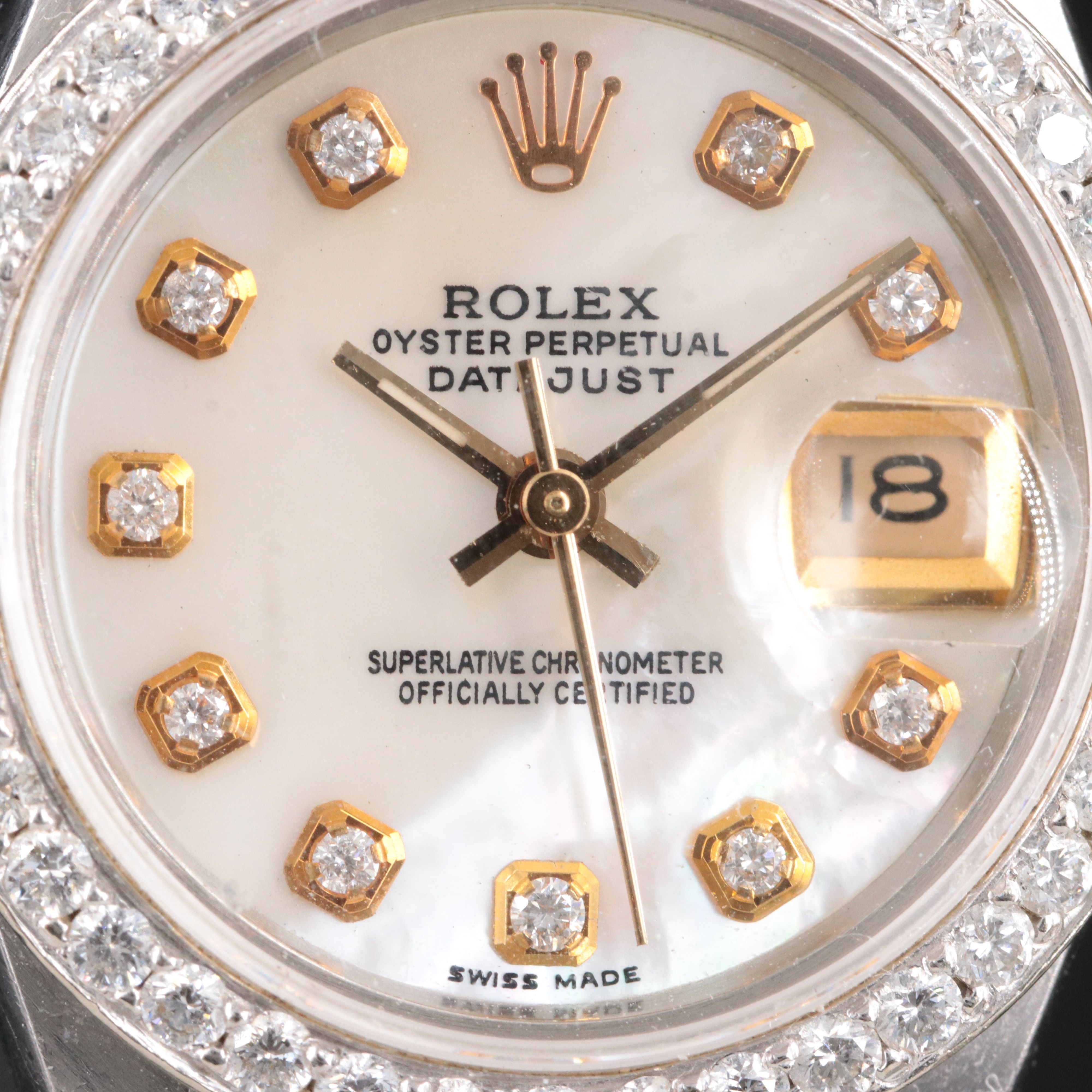 1986 Rolex Custom Diamond M.O.P Dial 1Carat T.W. Custom Bezel Datejust Watch
