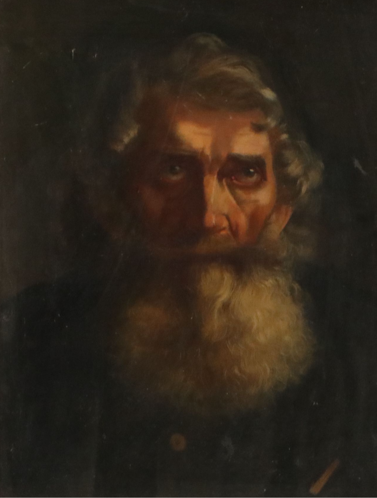 Flemish School Portrait Oil Painting of Elderly Bearded Man