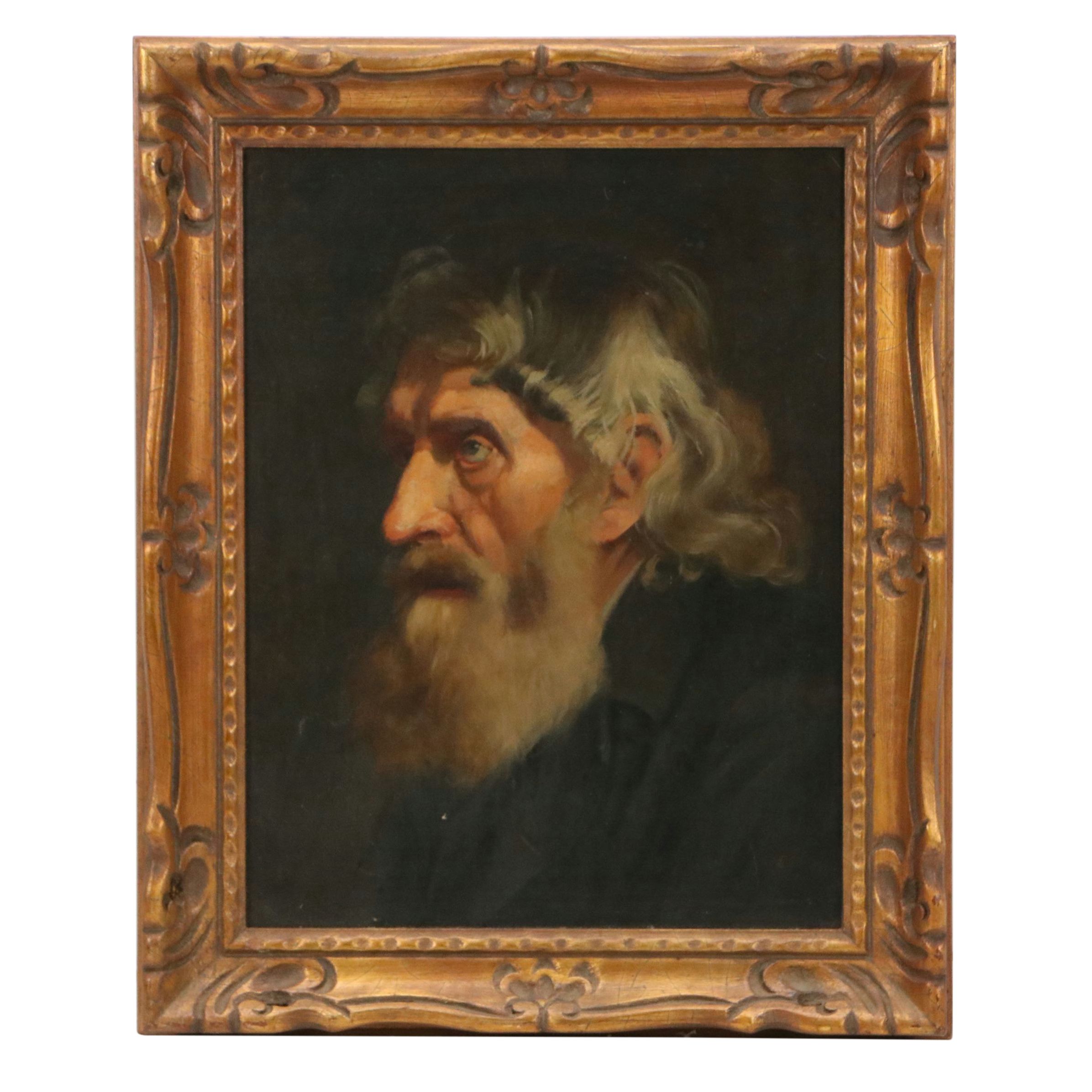 Flemish School Portrait Oil Painting of Elder Man
