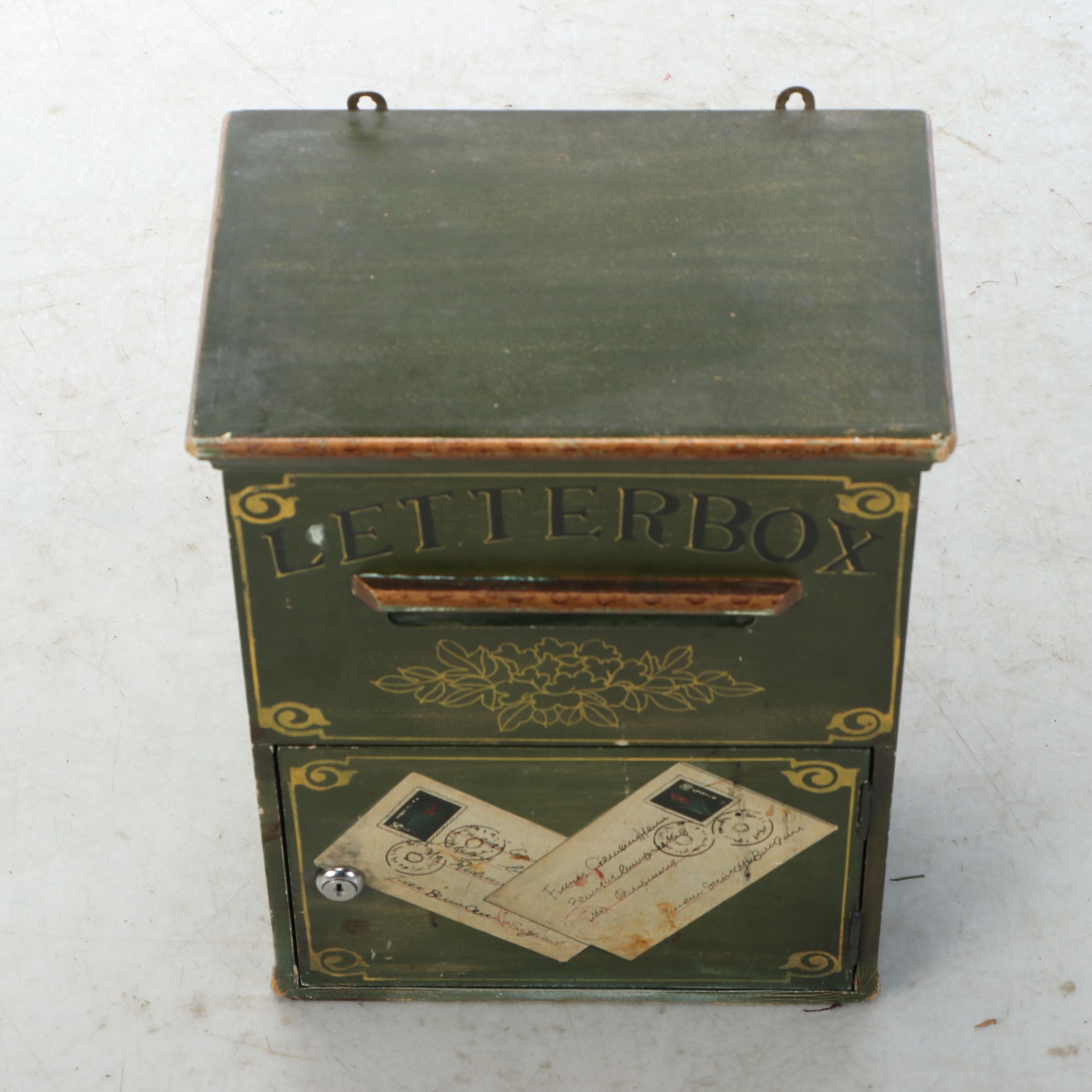 Rustic Distressed Green Wooden Letterbox