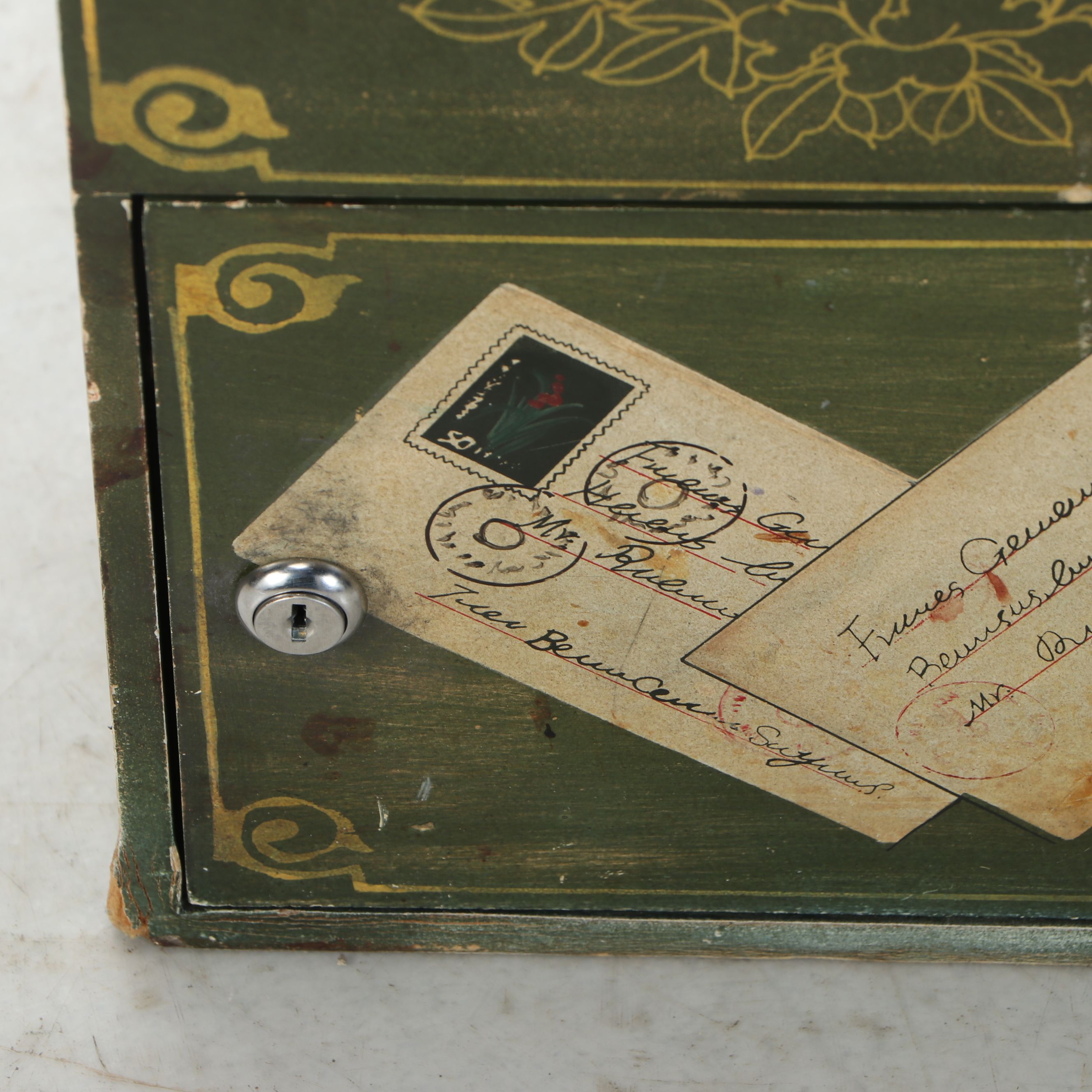 Rustic Distressed Green Wooden Letterbox