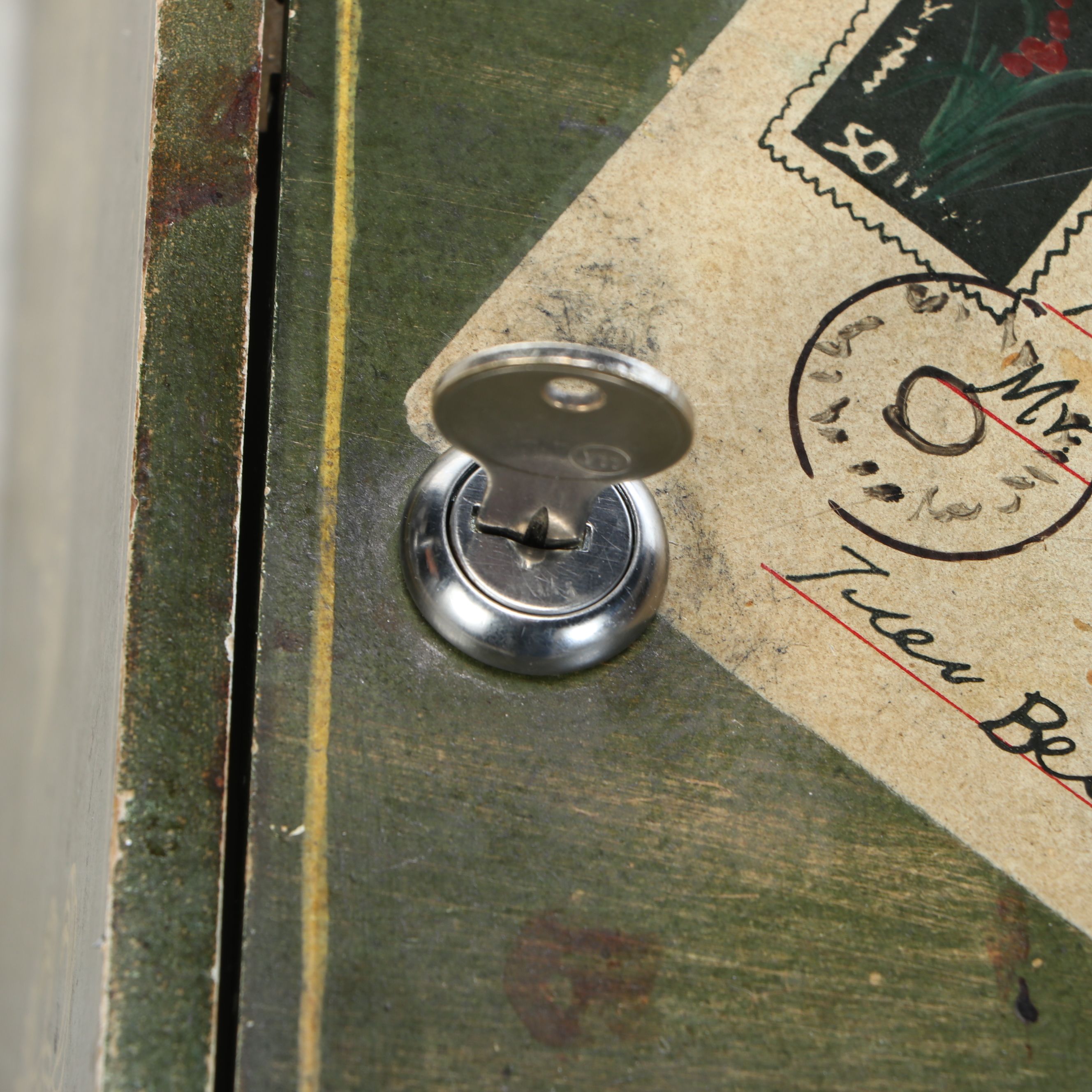 Rustic Distressed Green Wooden Letterbox