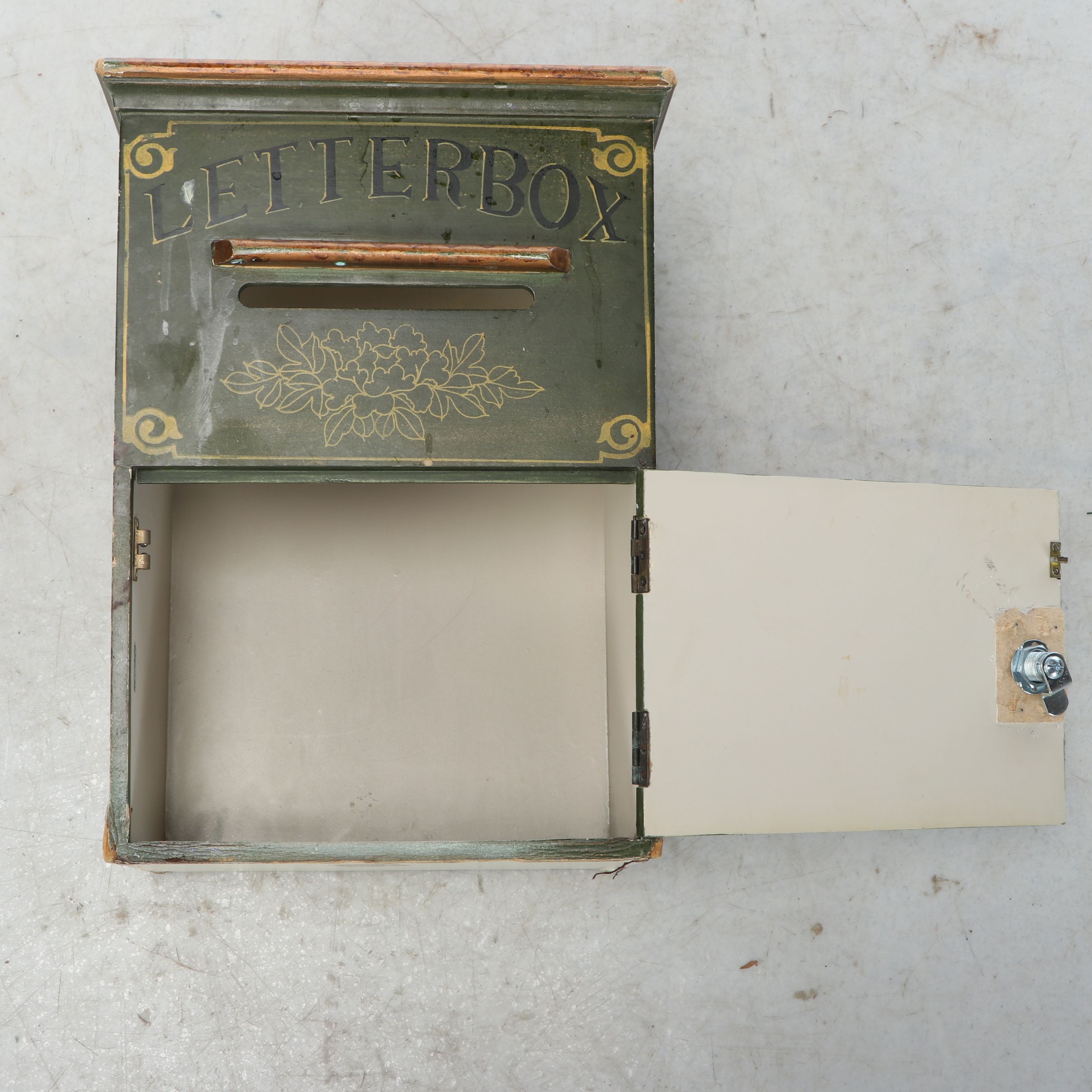 Rustic Distressed Green Wooden Letterbox