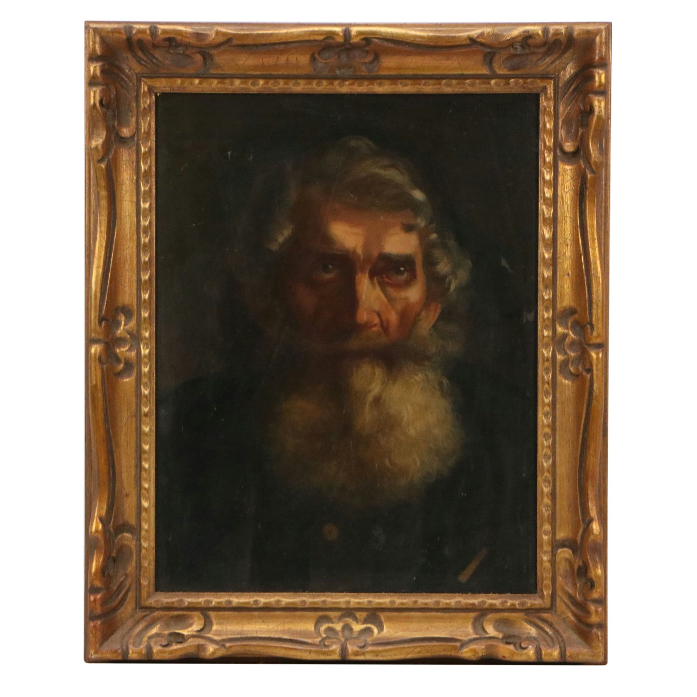 Flemish School Portrait Oil Painting of Elderly Bearded Man