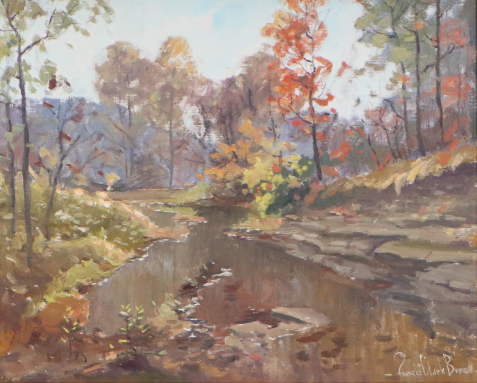 Francis Clark Brown Autumn Creek Landscape Oil Painting