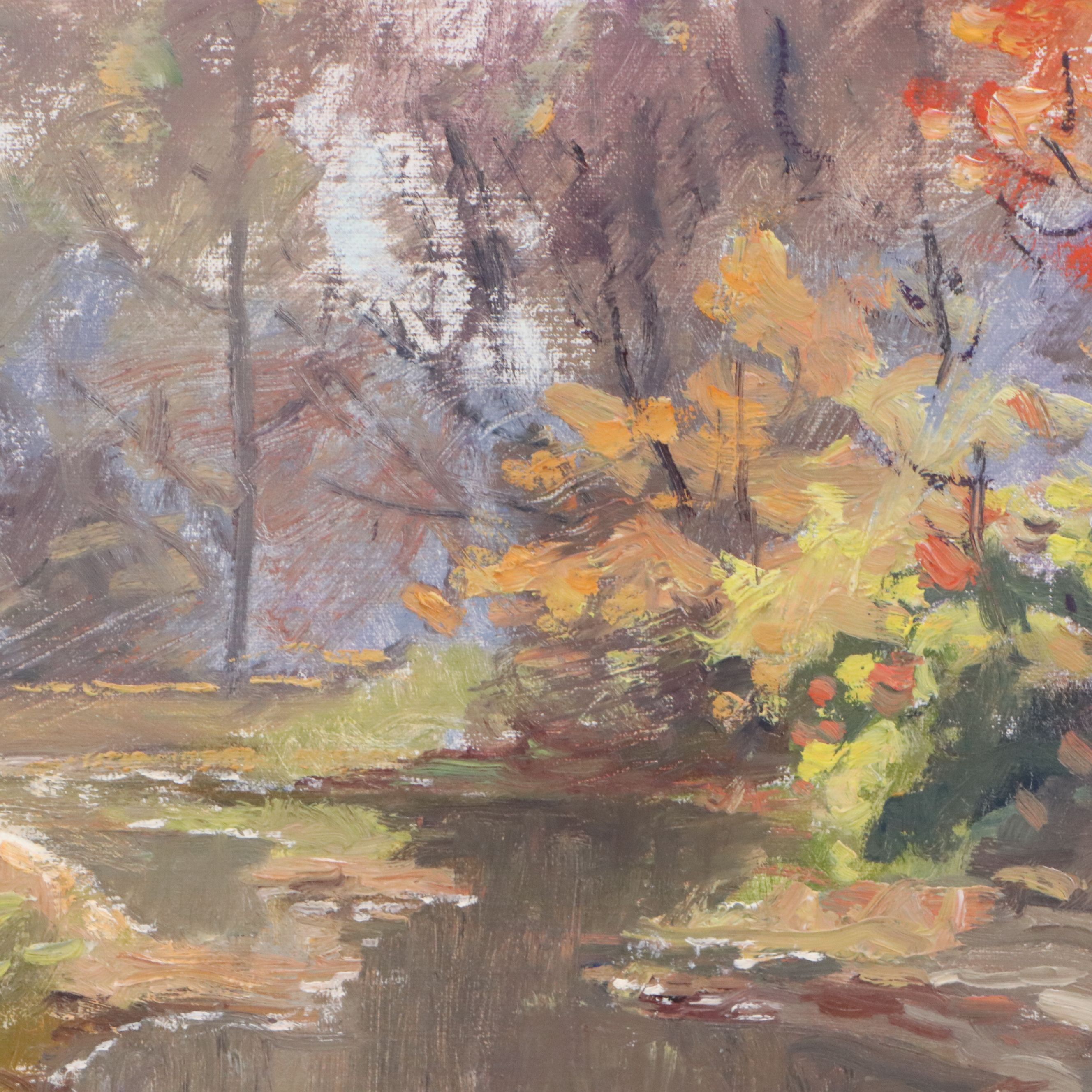 Francis Clark Brown Autumn Creek Landscape Oil Painting
