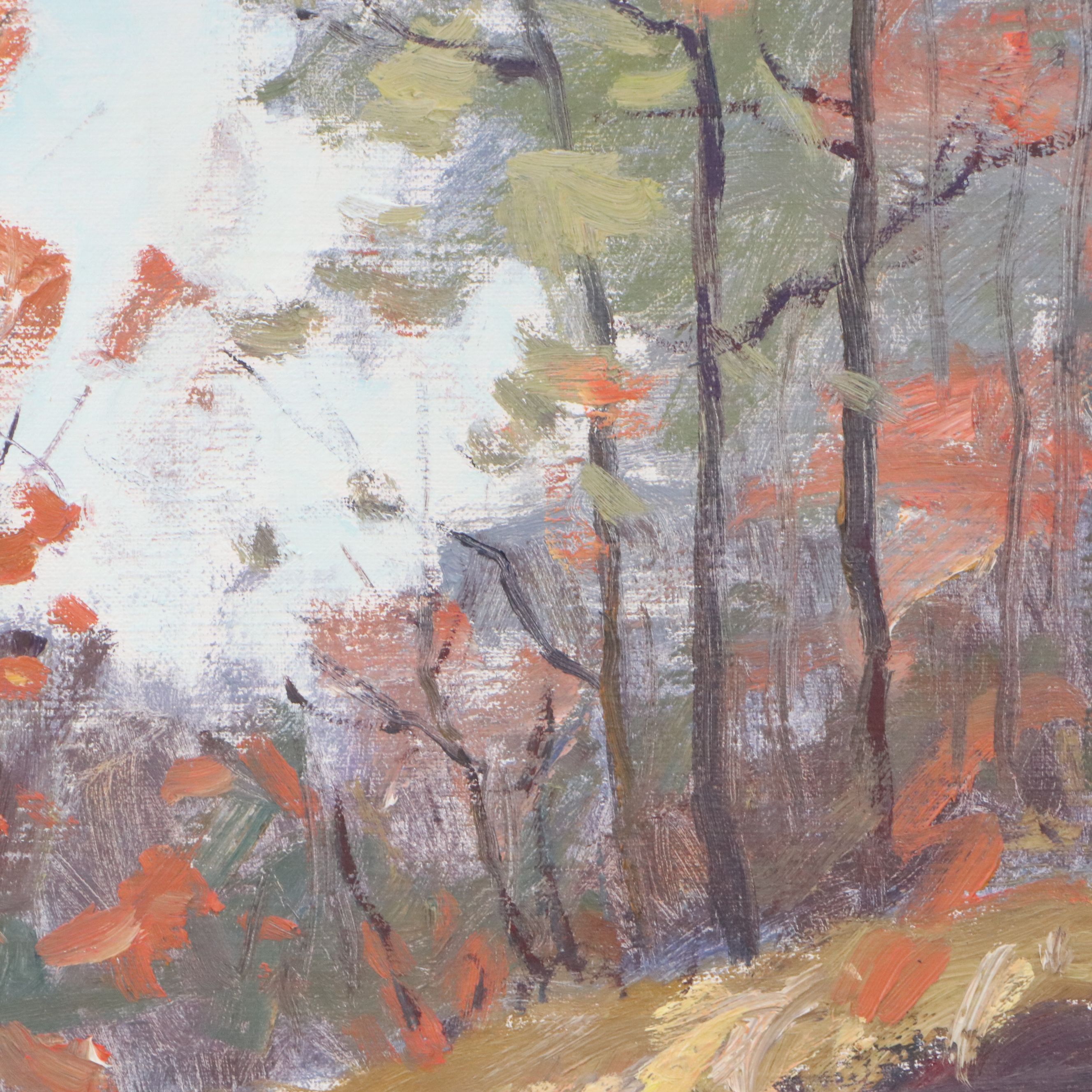 Francis Clark Brown Autumn Creek Landscape Oil Painting