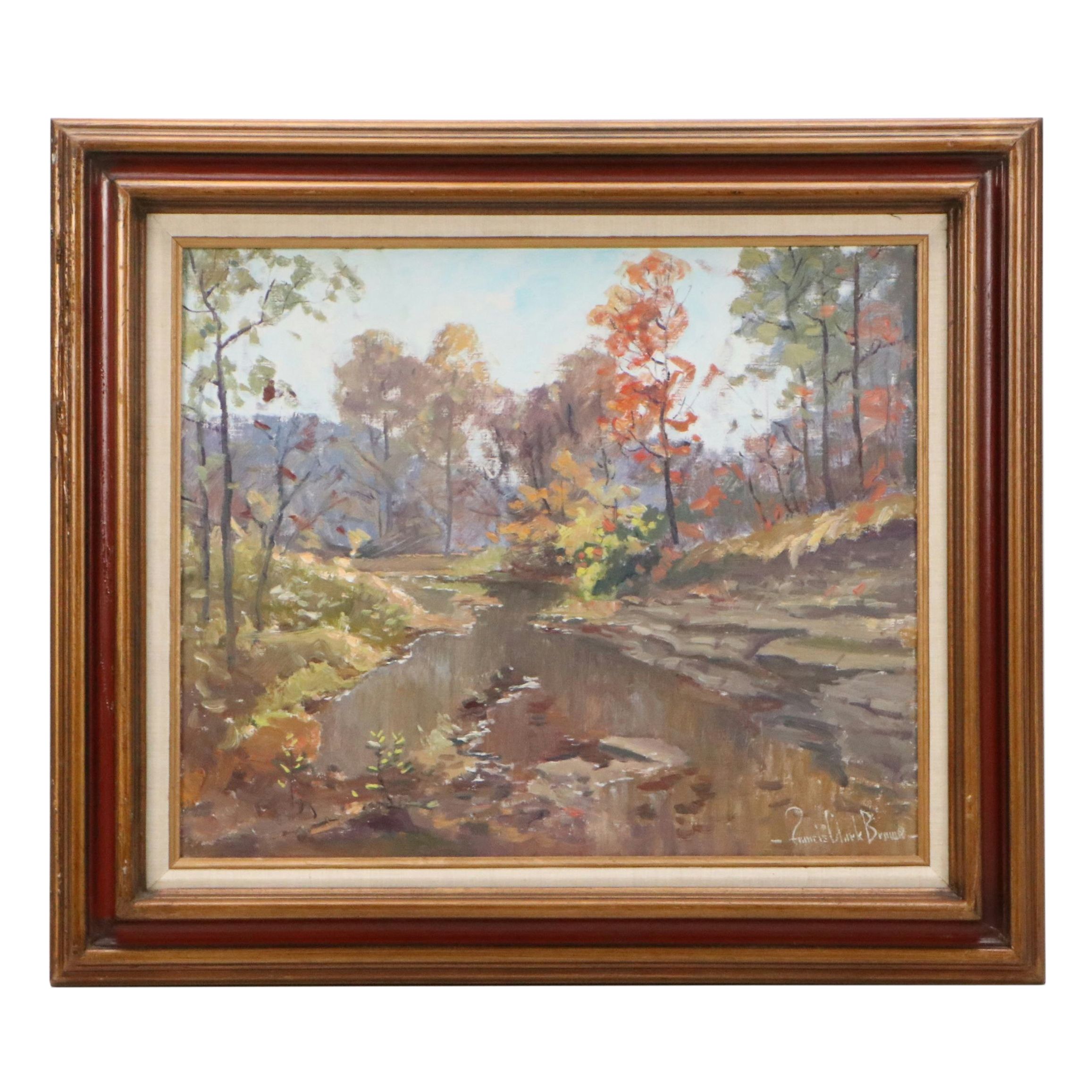 Francis Clark Brown Autumn Creek Landscape Oil Painting