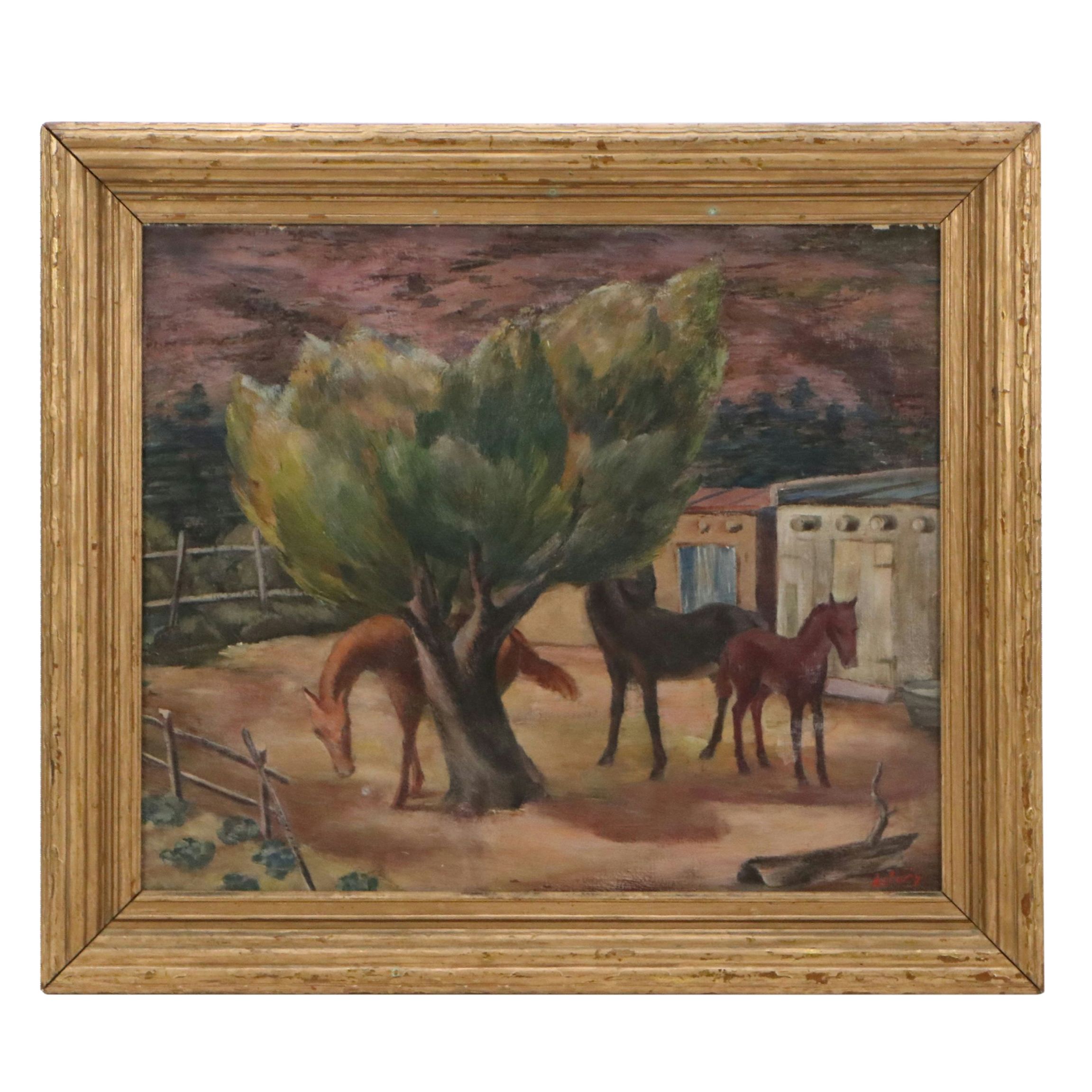 Arthur Helwig Oil Painting "Canyon Corral"