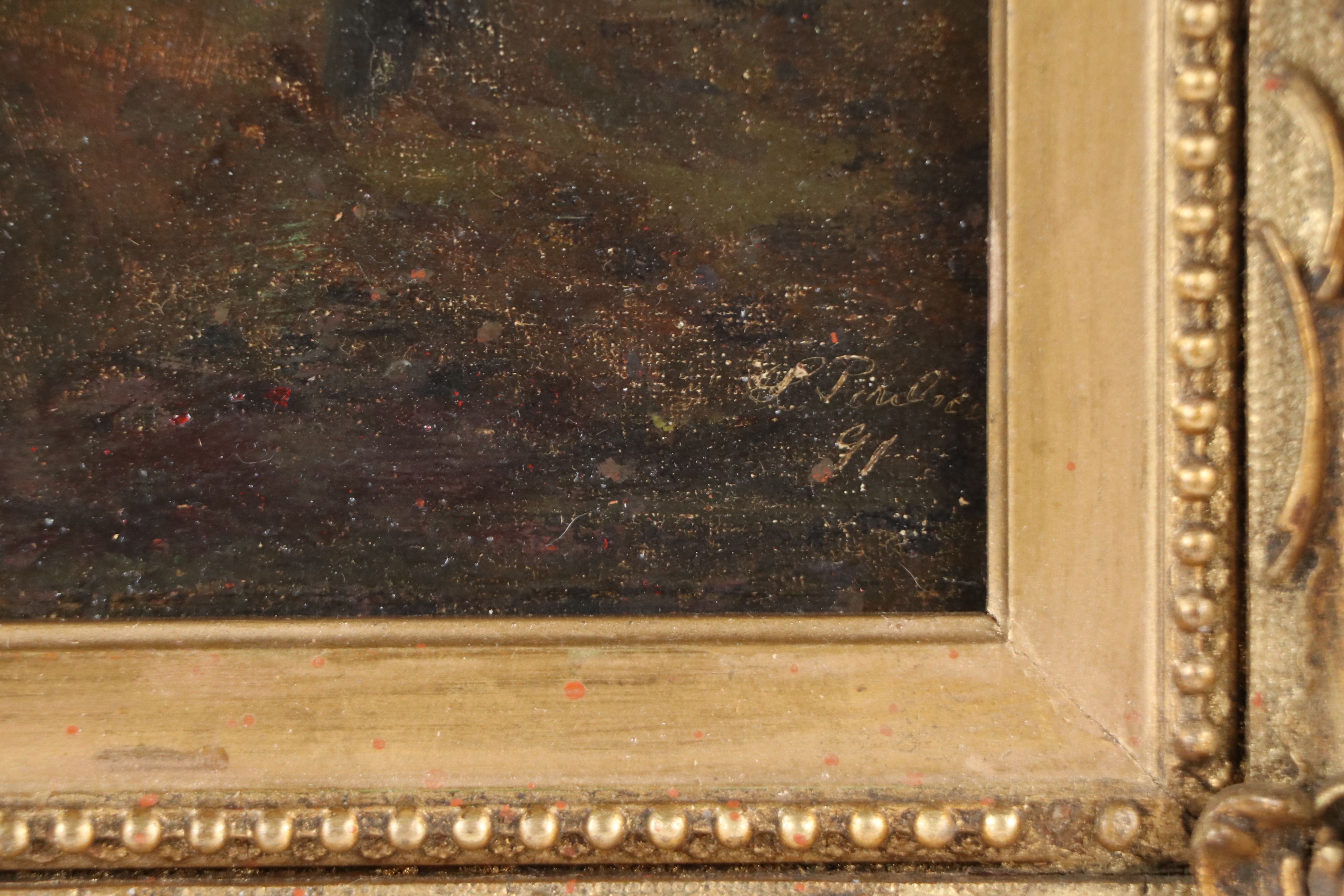 Julius Paulsen Oil Painting of Woodland Bridge, 1891