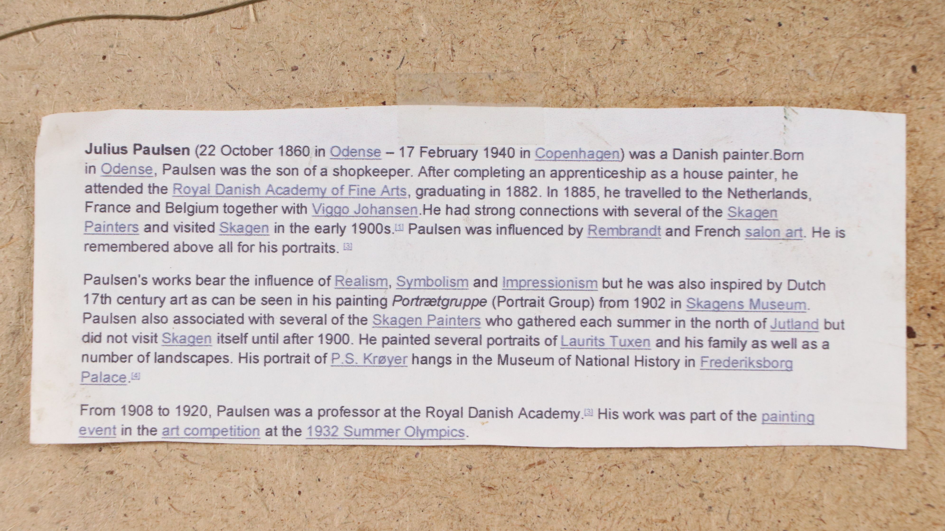 Julius Paulsen Oil Painting of Woodland Bridge, 1891