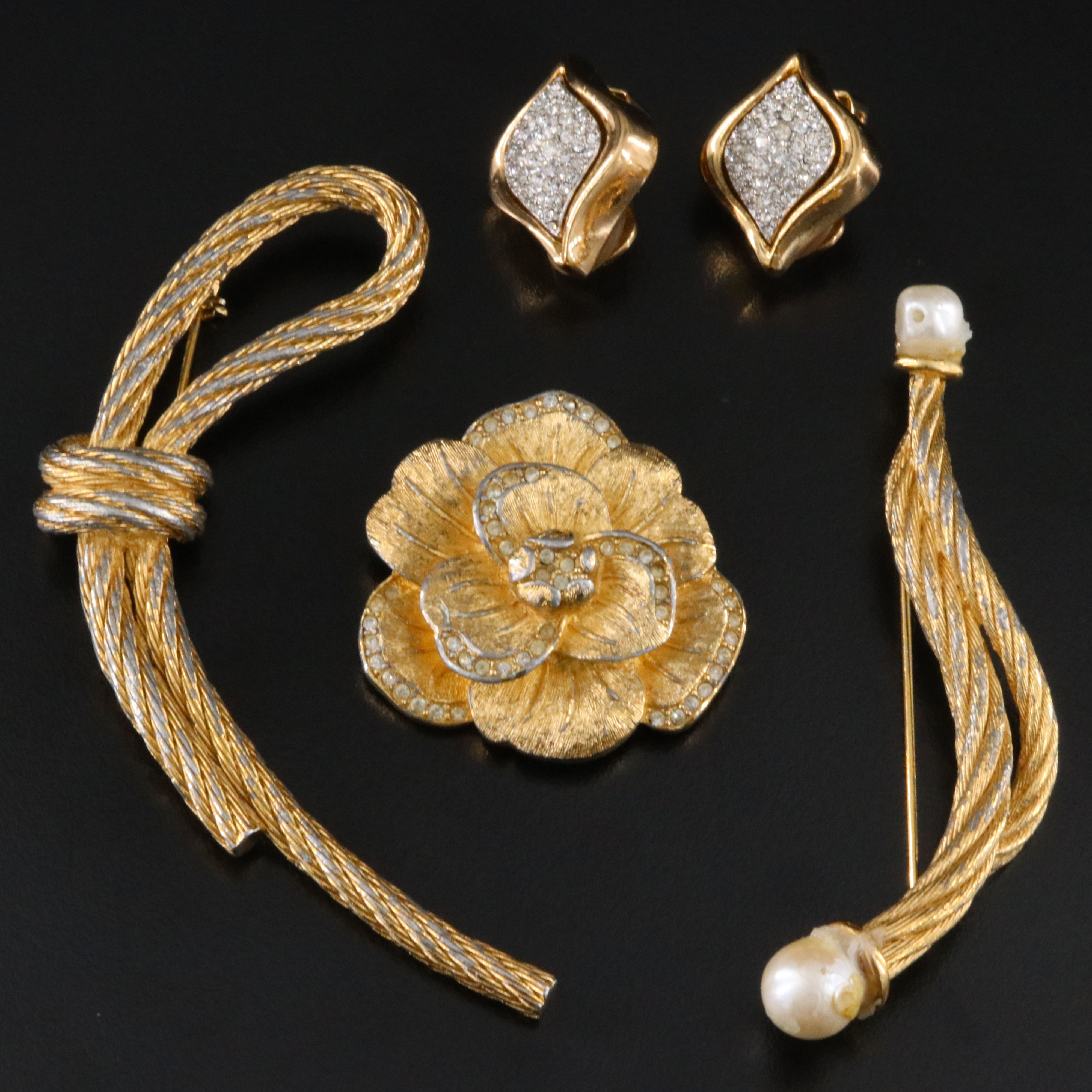 Christian Dior Jewelry Assortment Including Crystal and Faux Pearl