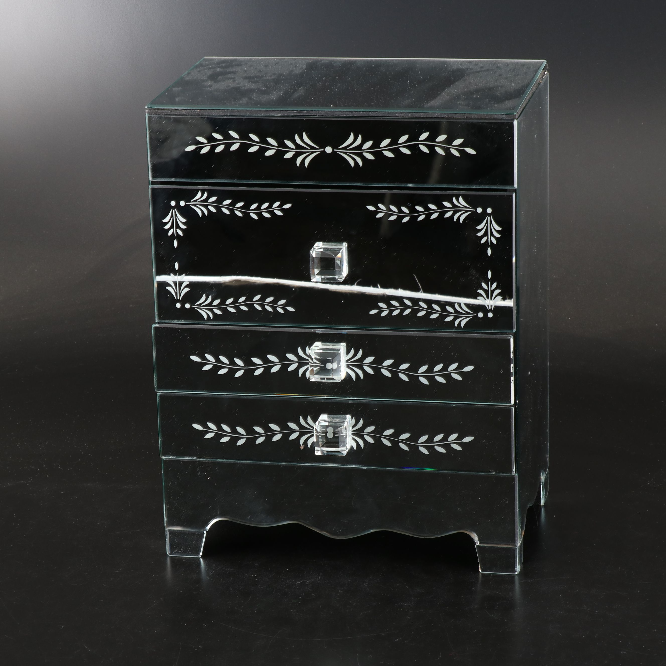 Mirrored Three-Drawer Vanity Storage Box