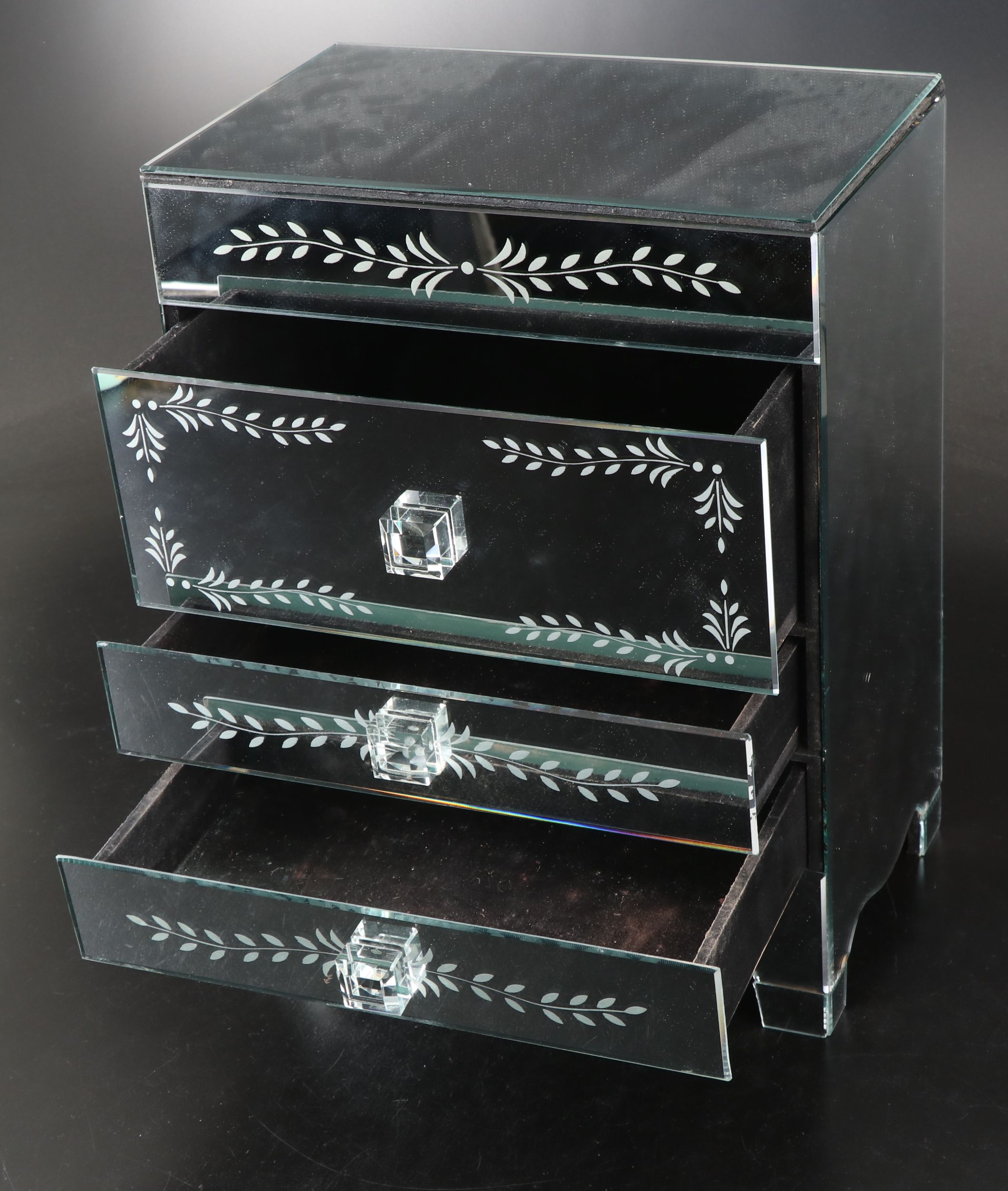 Mirrored Three-Drawer Vanity Storage Box