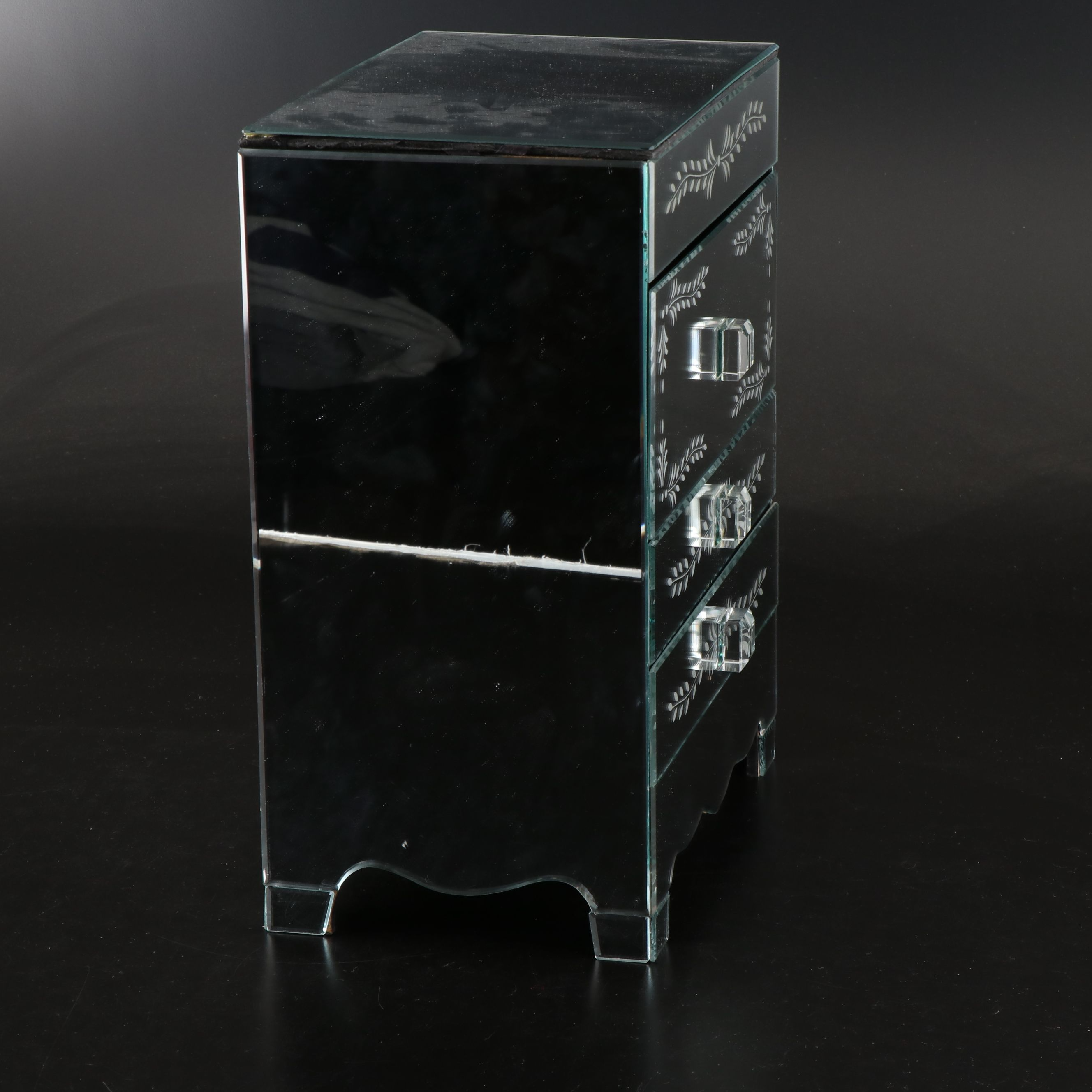 Mirrored Three-Drawer Vanity Storage Box