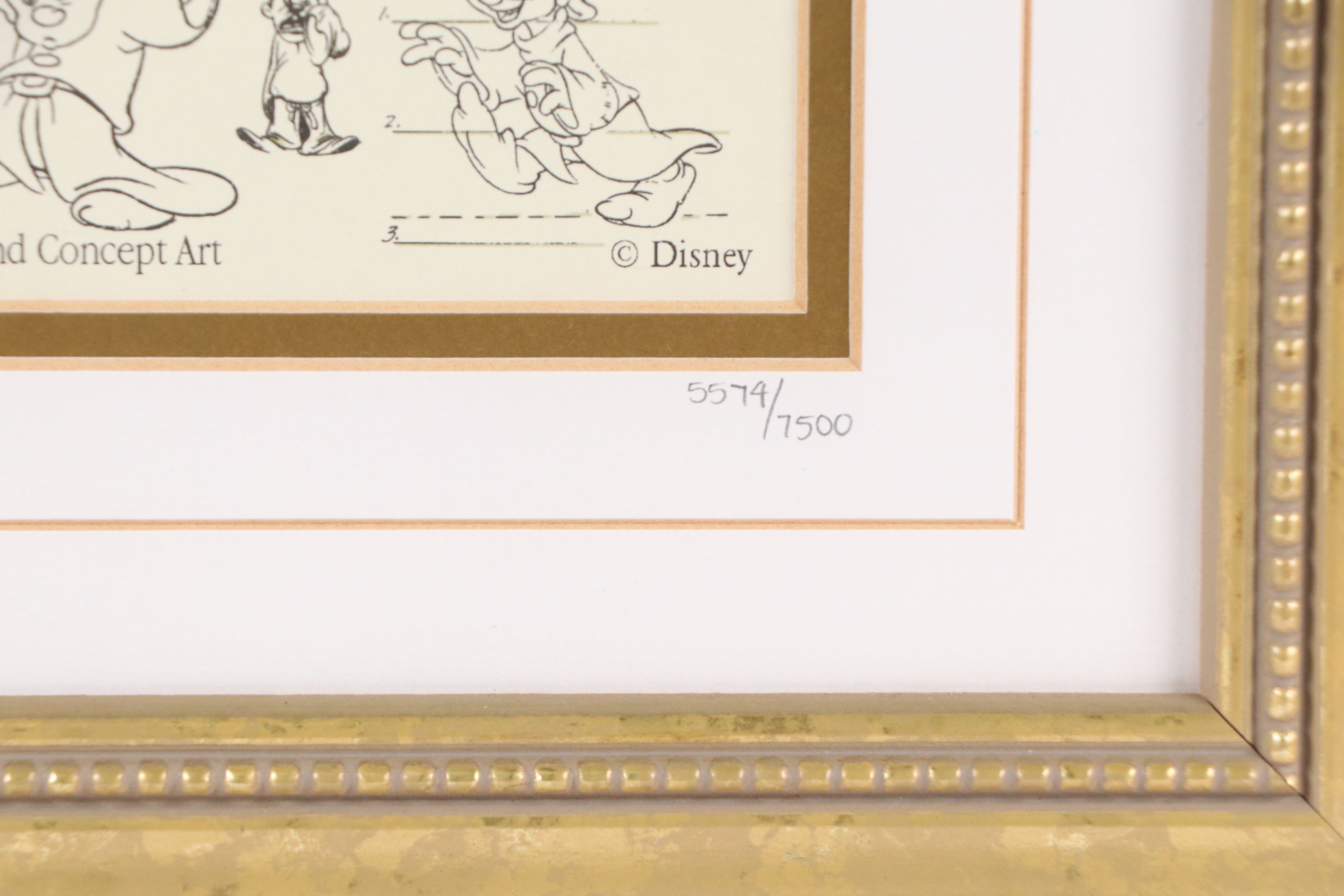 The Walt Disney Company Offset Lithograph with Pins "Dopey Model Sheet," 1999