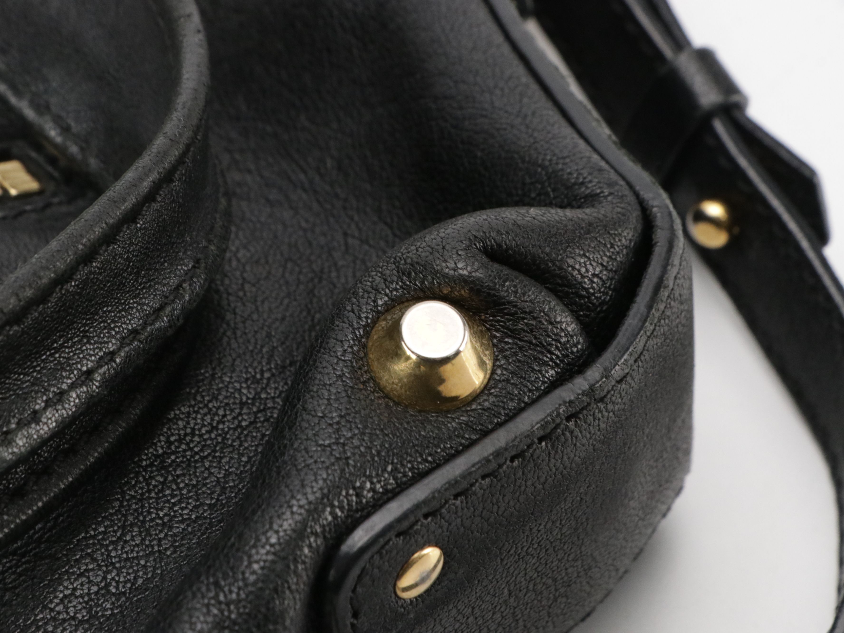 Chloé Small Angie Two-Way Zip Satchel Bag in Black Grained Leather